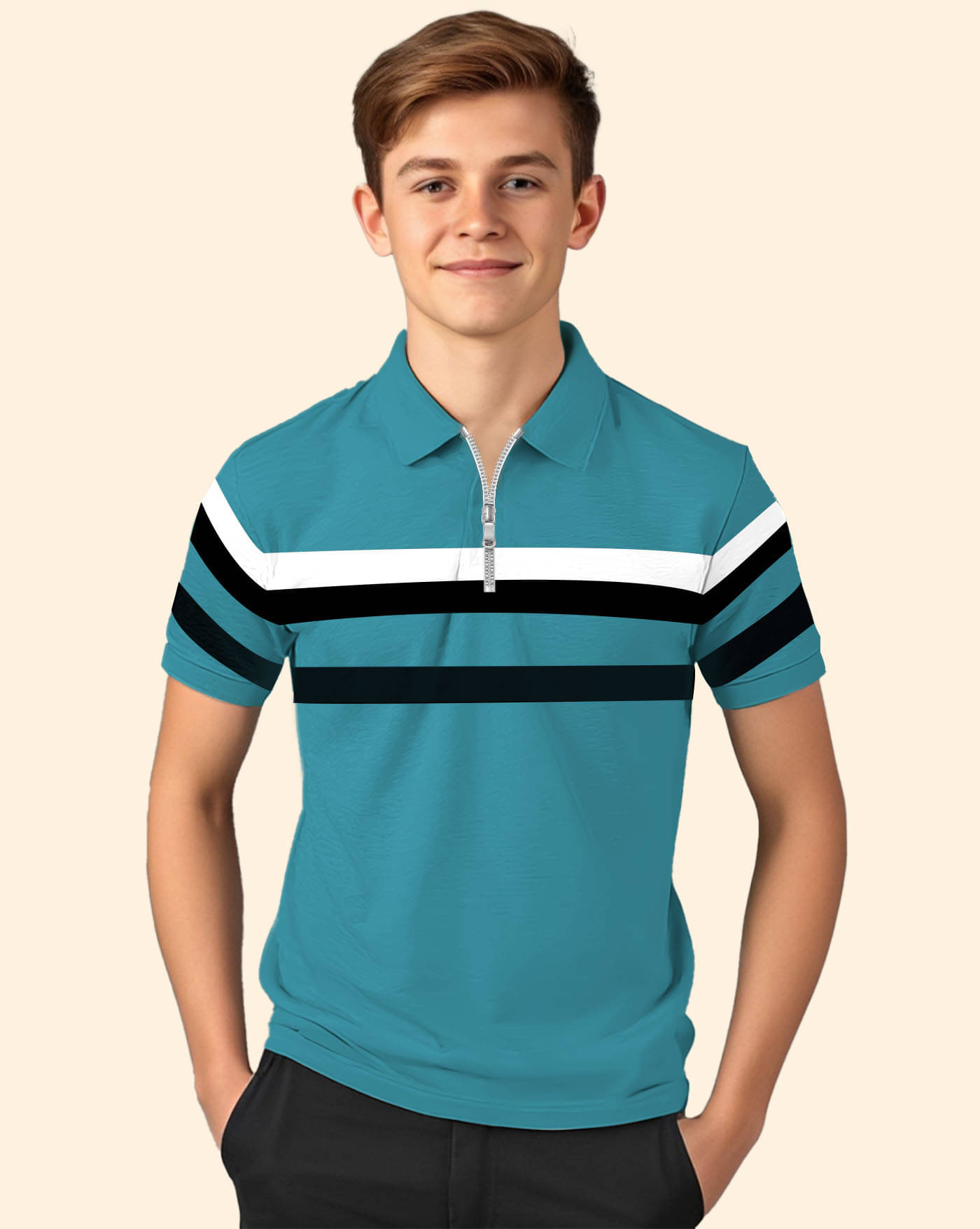     			AOOSH Pack of 1 Boys & Girls Cotton Blend Polo T-Shirt ( Teal )