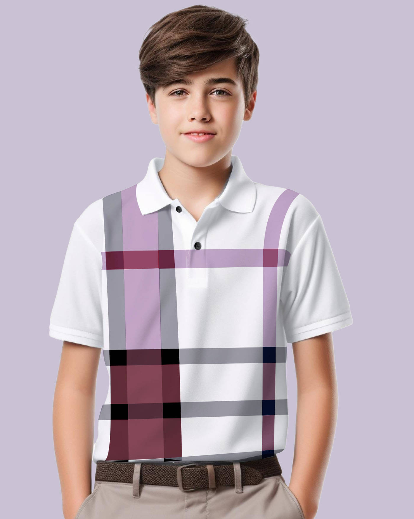     			AOOSH Pack of 1 Boys & Girls Cotton Blend Polo T-Shirt ( Purple )