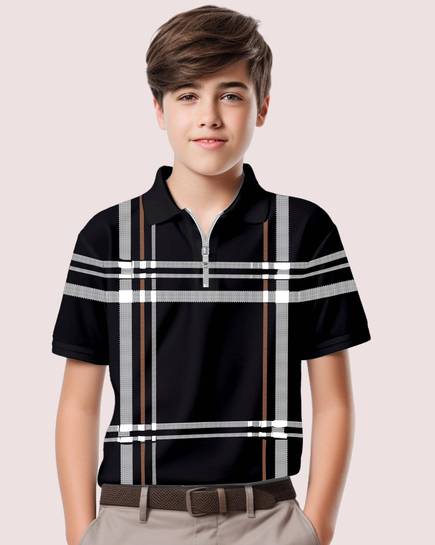     			AOOSH Pack of 1 Boys & Girls Cotton Blend Polo T-Shirt ( Black )