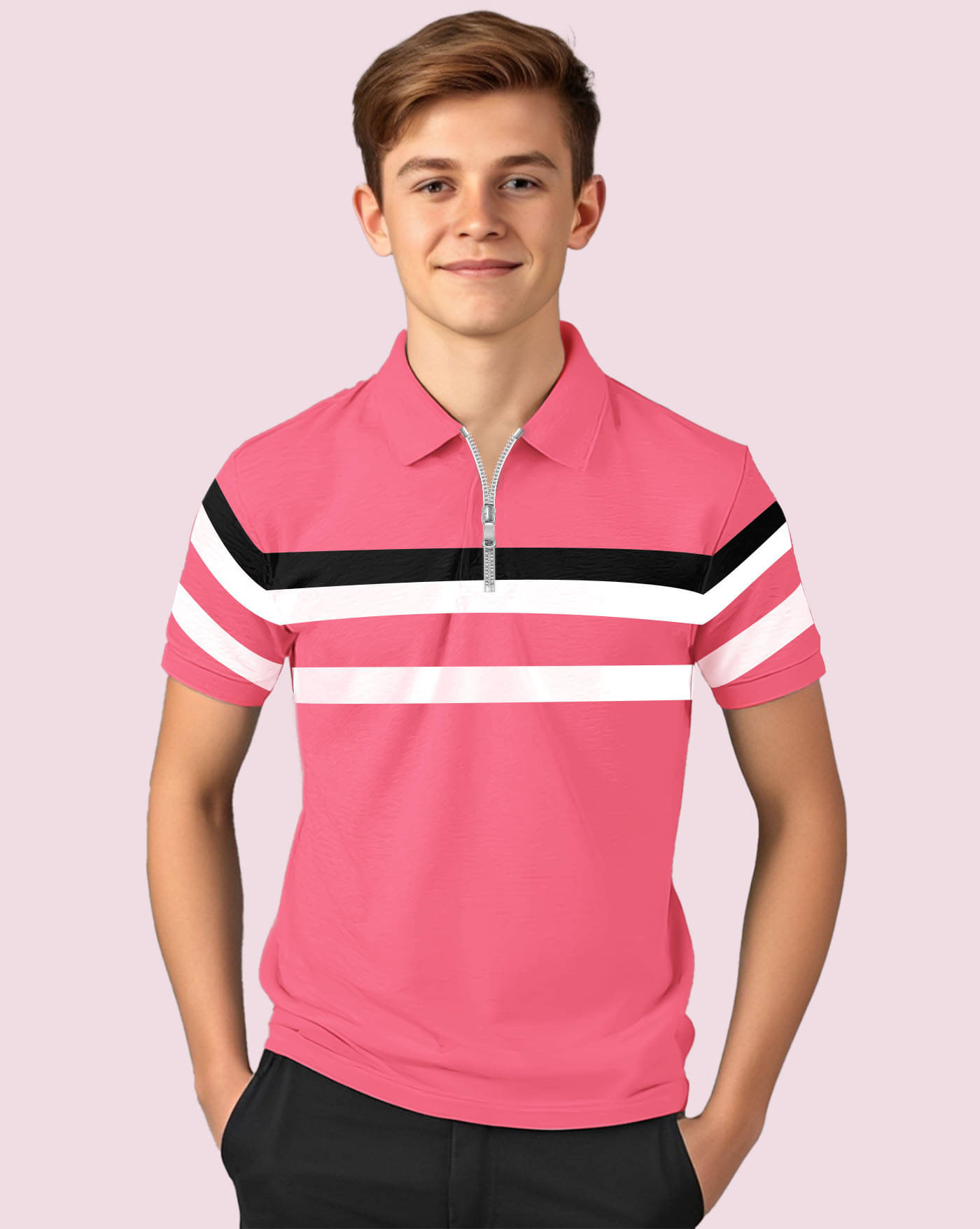     			AOOSH Pack of 1 Boys & Girls Cotton Blend Polo T-Shirt ( Peach )