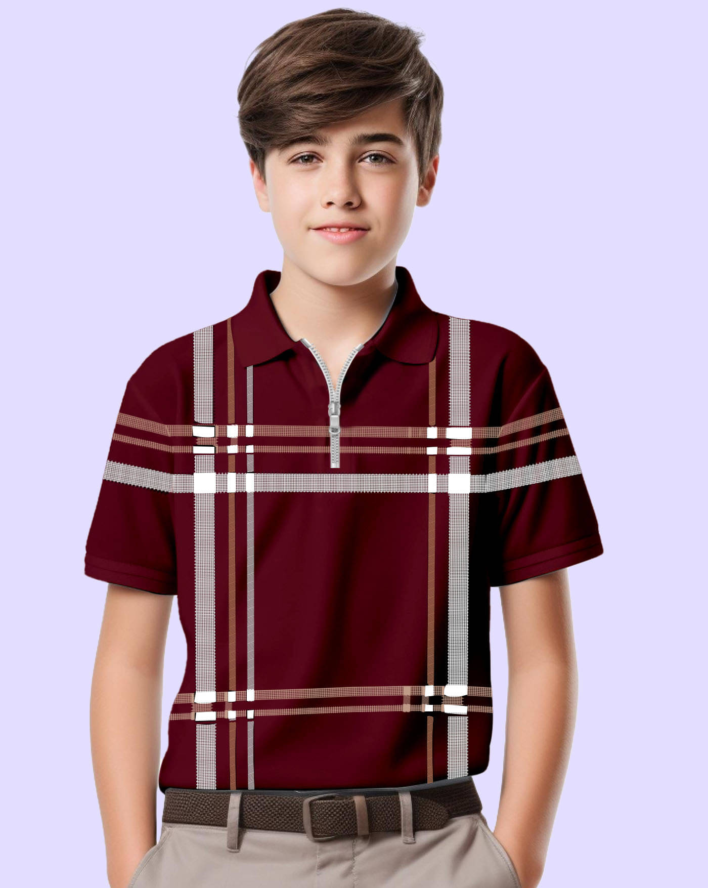     			AOOSH Pack of 1 Boys & Girls Cotton Blend Polo T-Shirt ( Maroon )