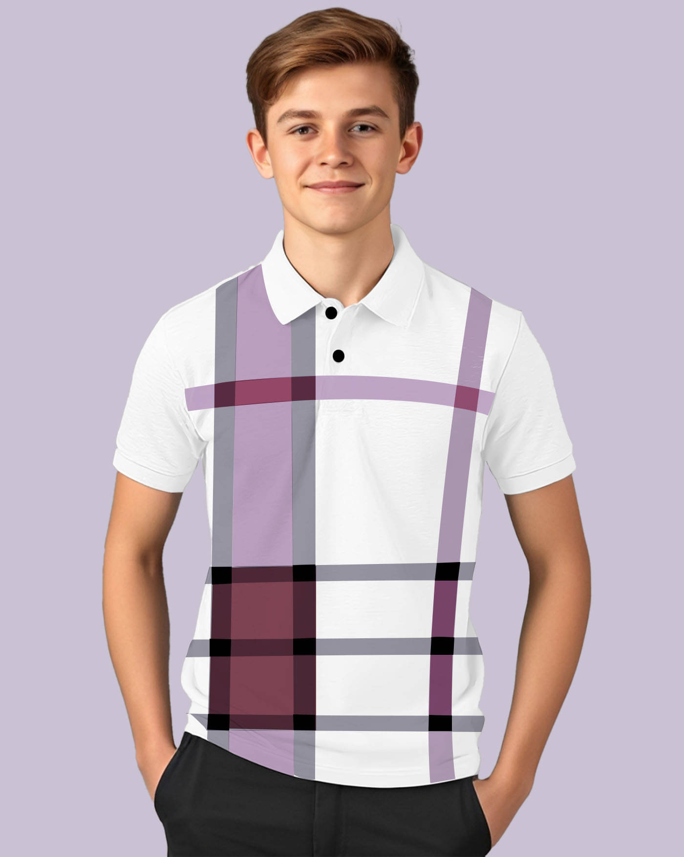     			AOOSH Pack of 1 Boys & Girls Cotton Blend Polo T-Shirt ( Purple )