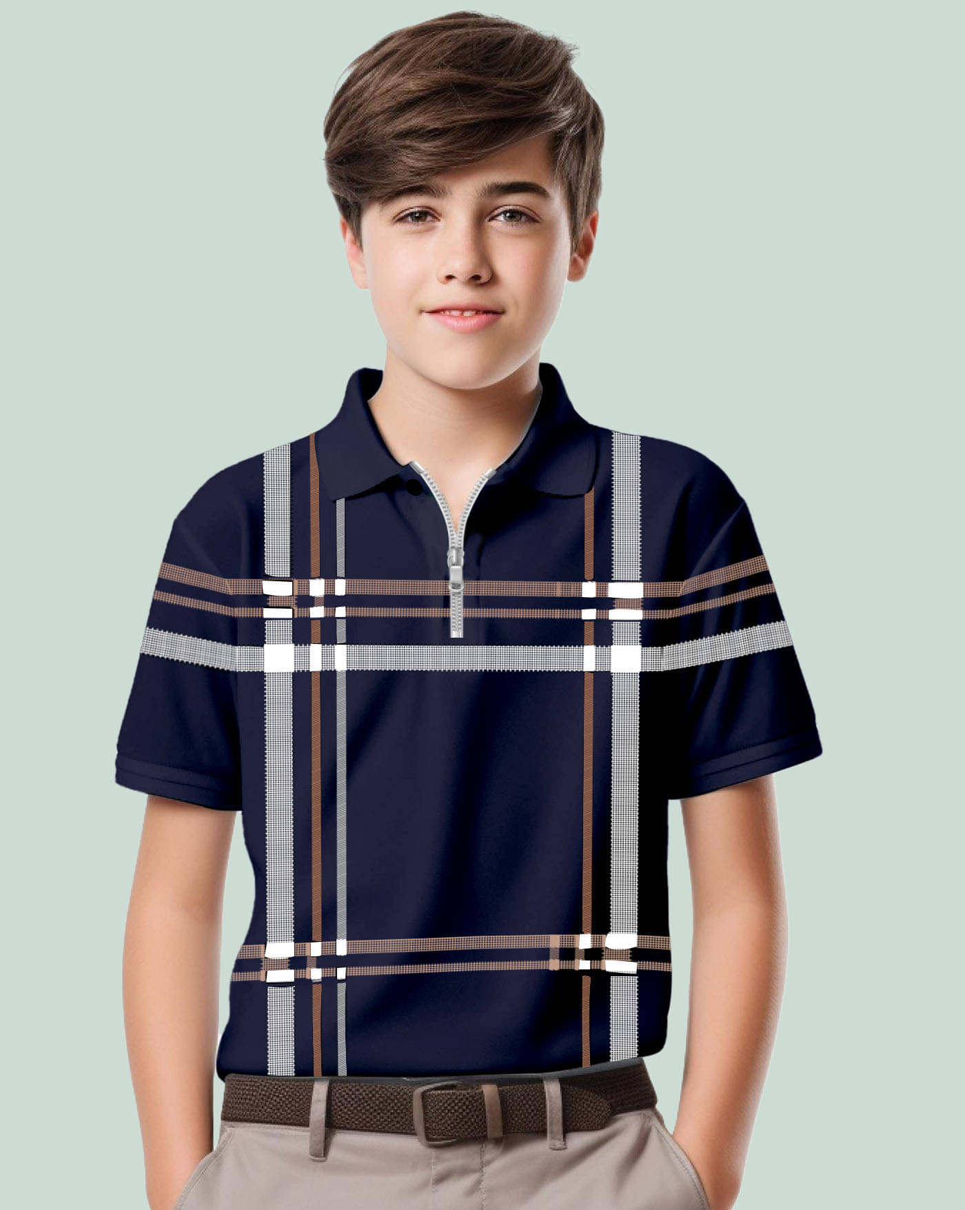     			AOOSH Pack of 1 Boys & Girls Cotton Blend Polo T-Shirt ( Blue )