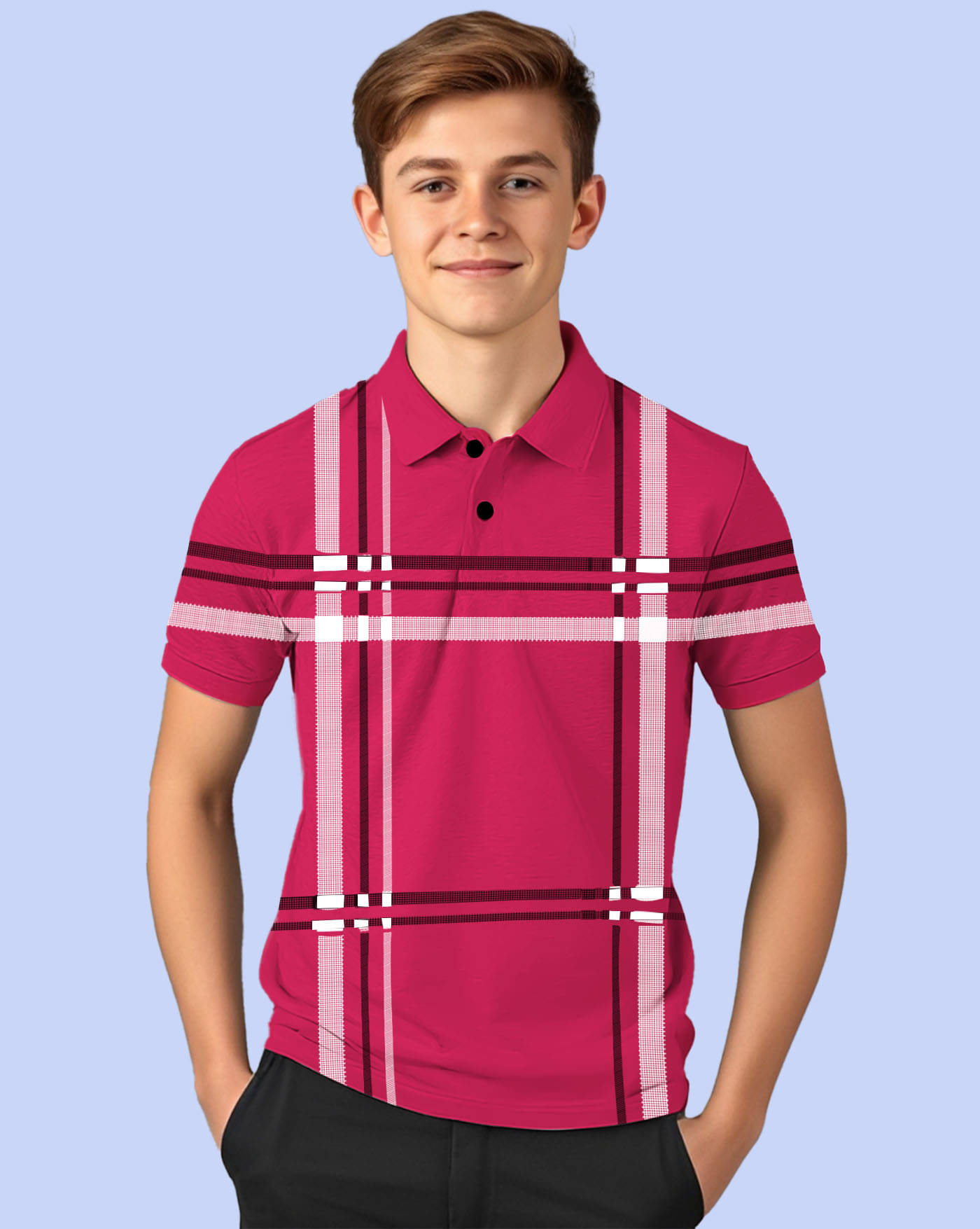     			AOOSH Pack of 1 Boys & Girls Cotton Blend Polo T-Shirt ( Pink )