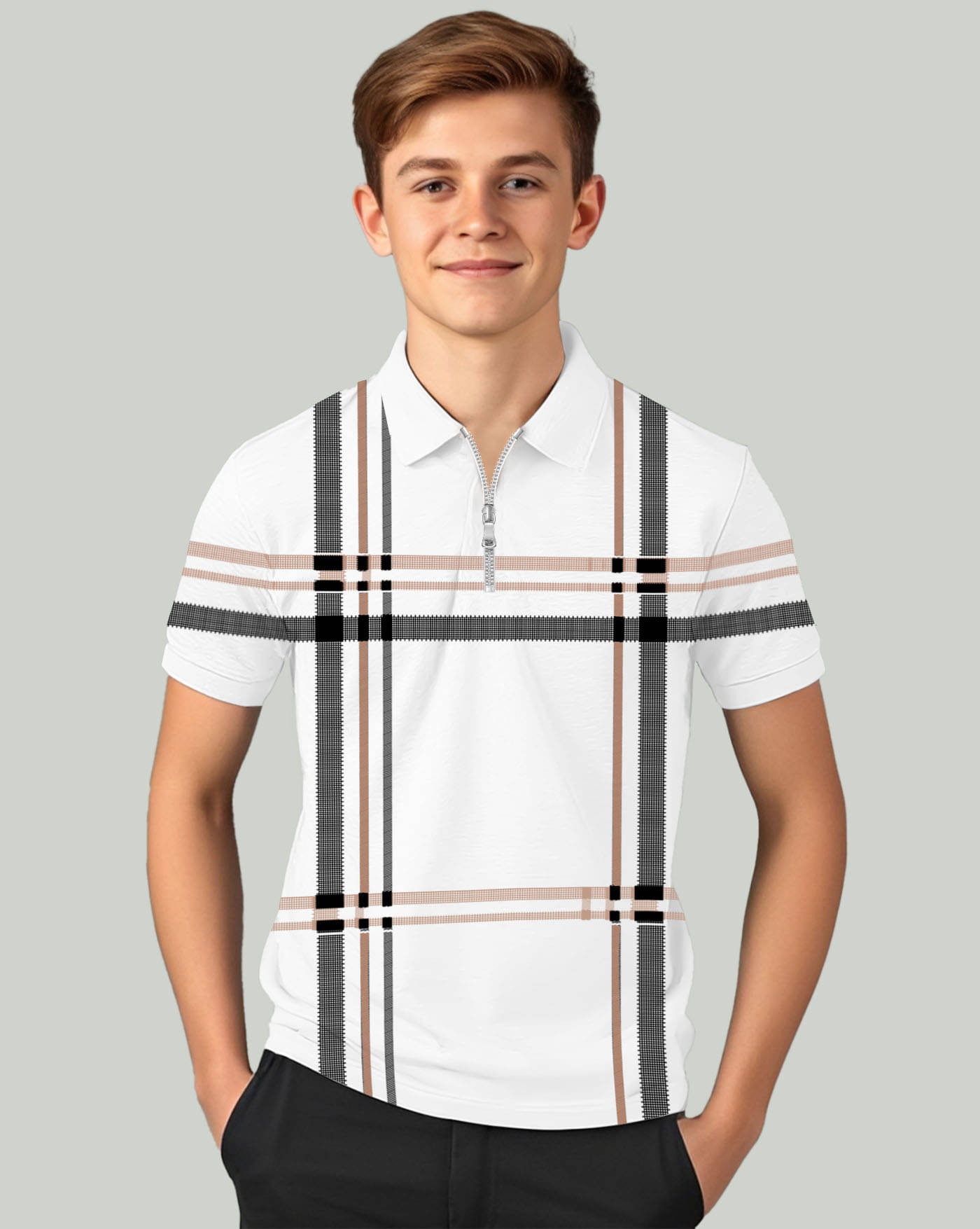    			AOOSH Pack of 1 Boys & Girls Cotton Blend Polo T-Shirt ( White )