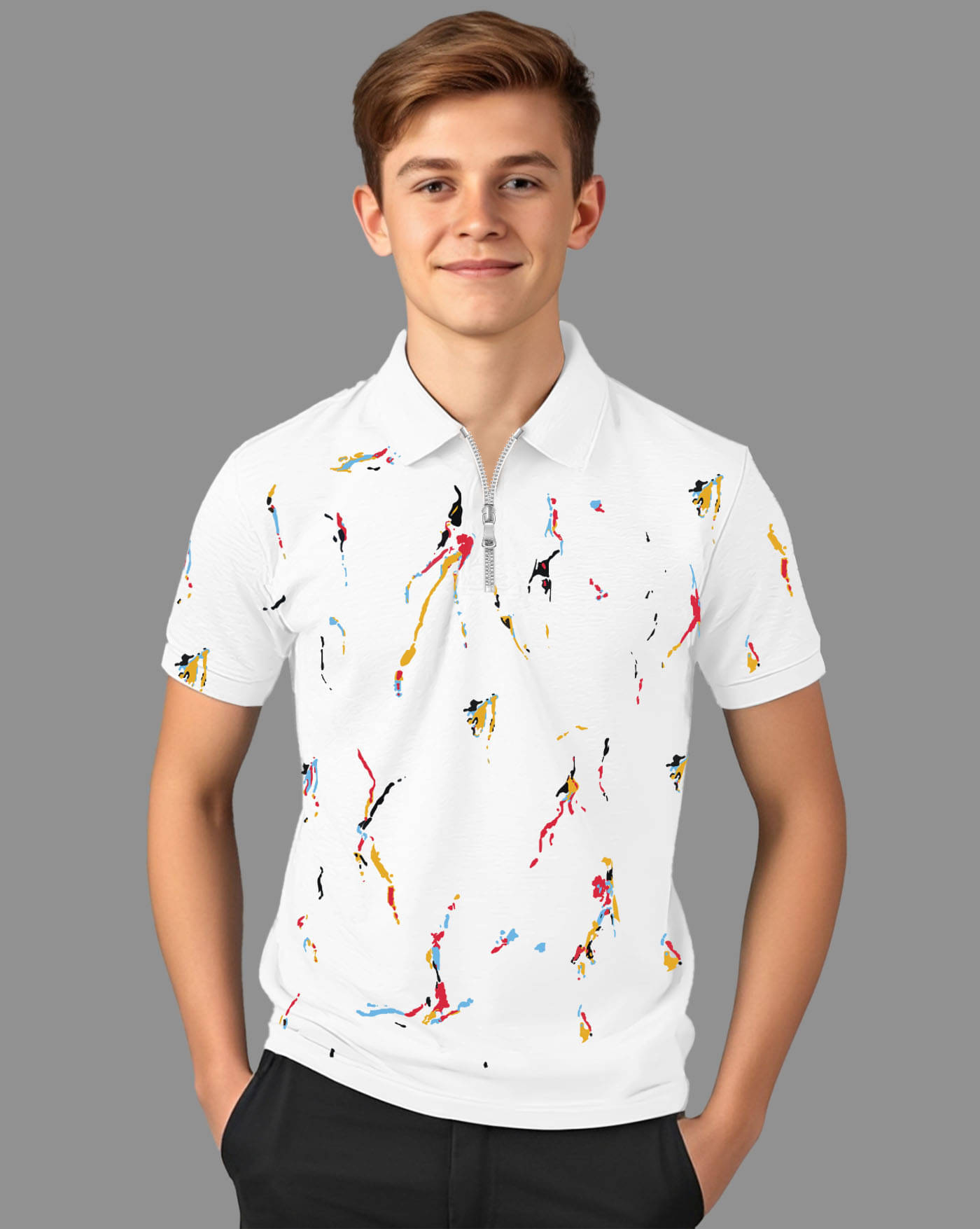     			AOOSH Pack of 1 Boys & Girls Cotton Blend Polo T-Shirt ( White )