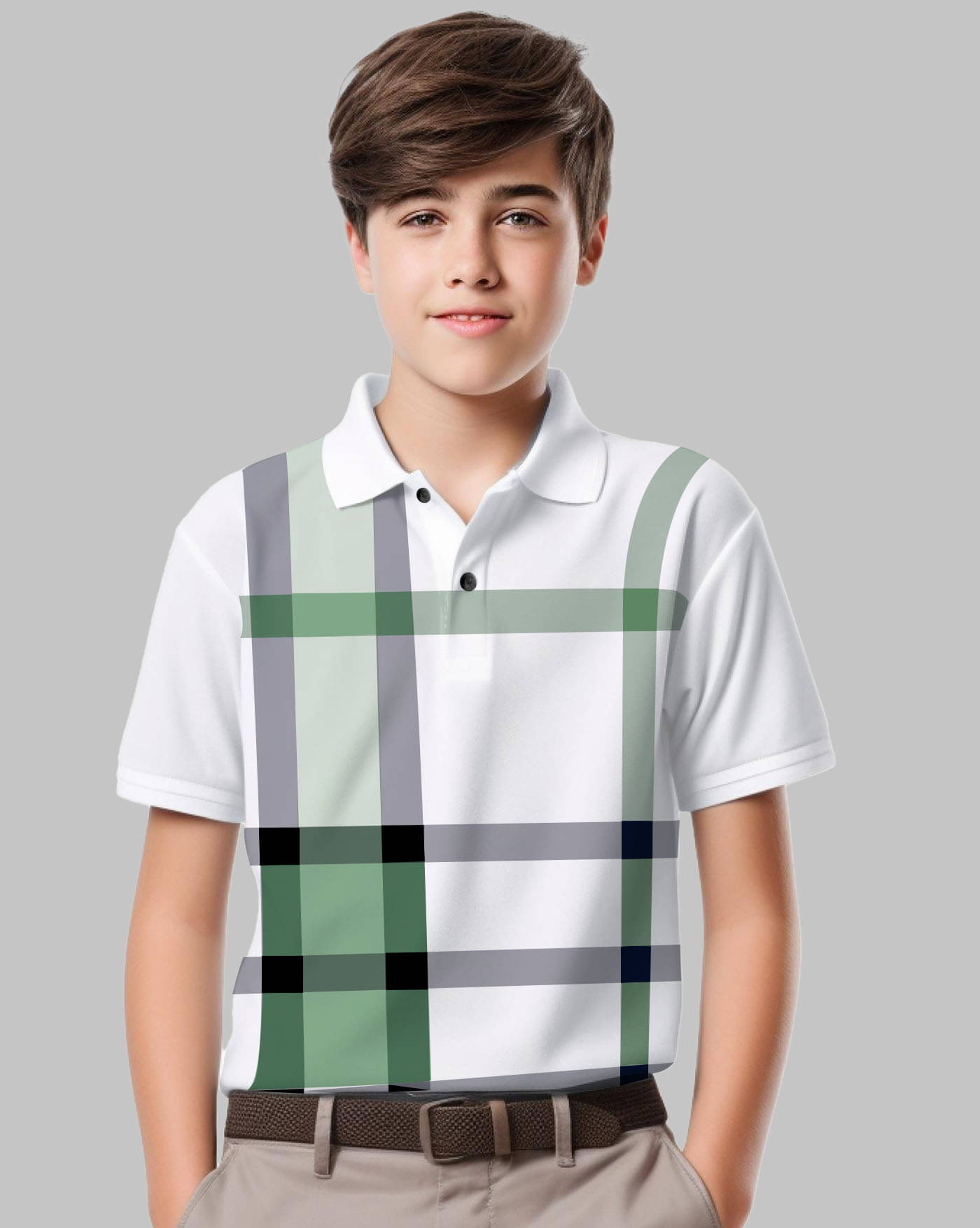    			AOOSH Pack of 1 Boys & Girls Cotton Blend Polo T-Shirt ( Green )