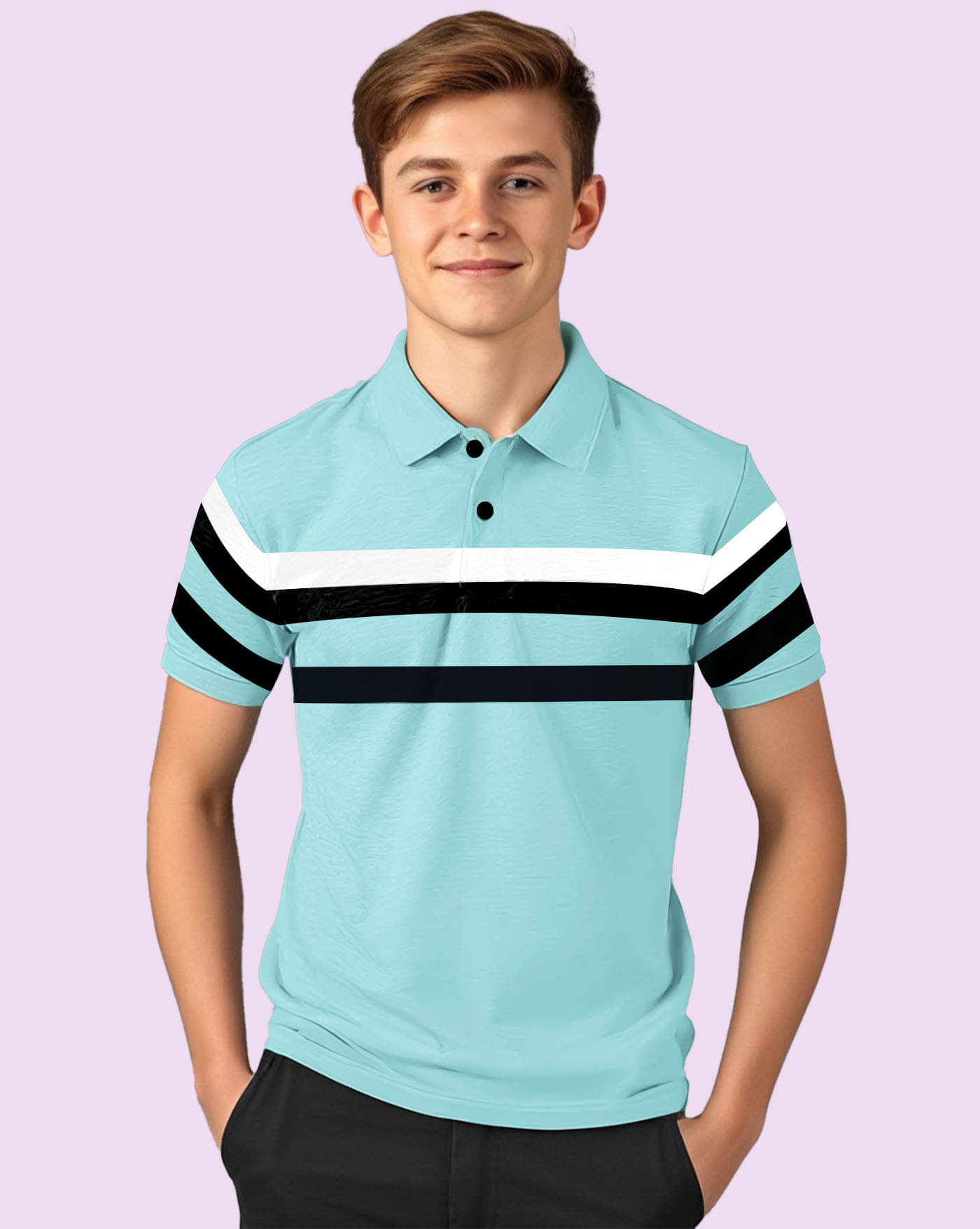     			AOOSH Pack of 1 Boys & Girls Cotton Blend Polo T-Shirt ( Sky Blue )