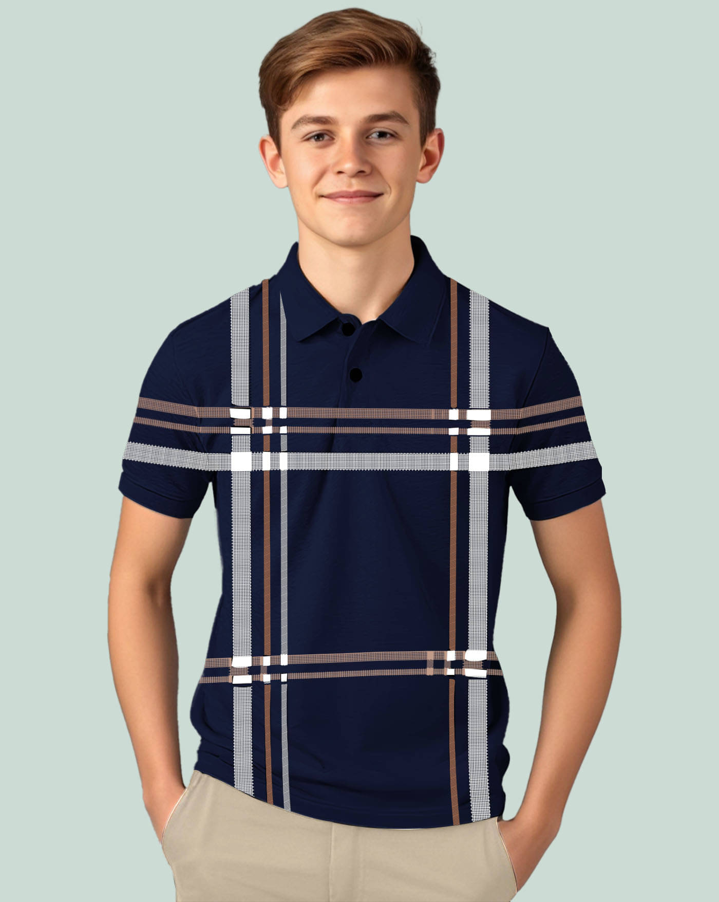     			AOOSH Pack of 1 Boys & Girls Cotton Blend Polo T-Shirt ( Blue )