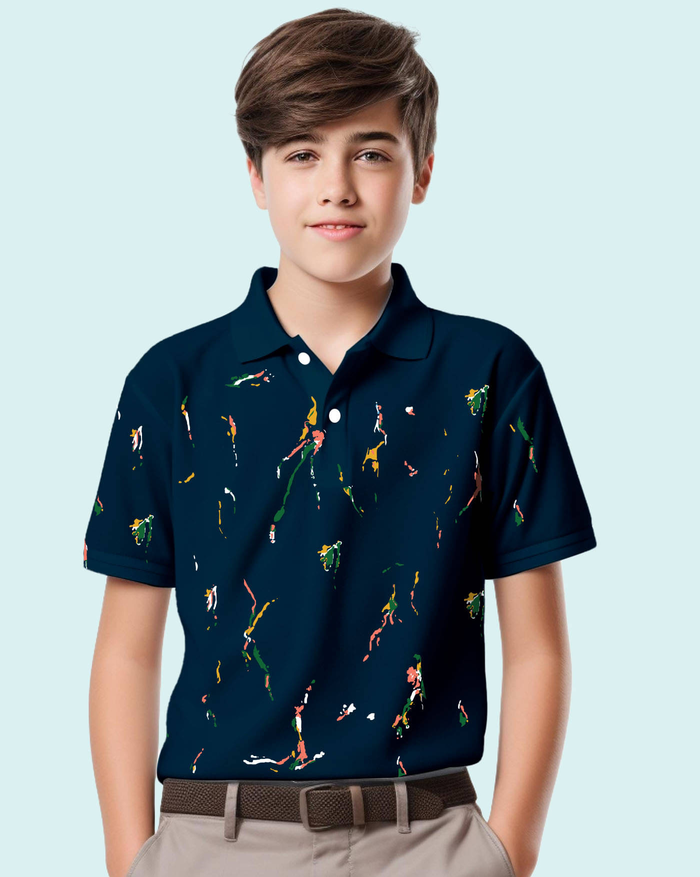     			AOOSH Pack of 1 Boys & Girls Cotton Blend Polo T-Shirt ( Blue )