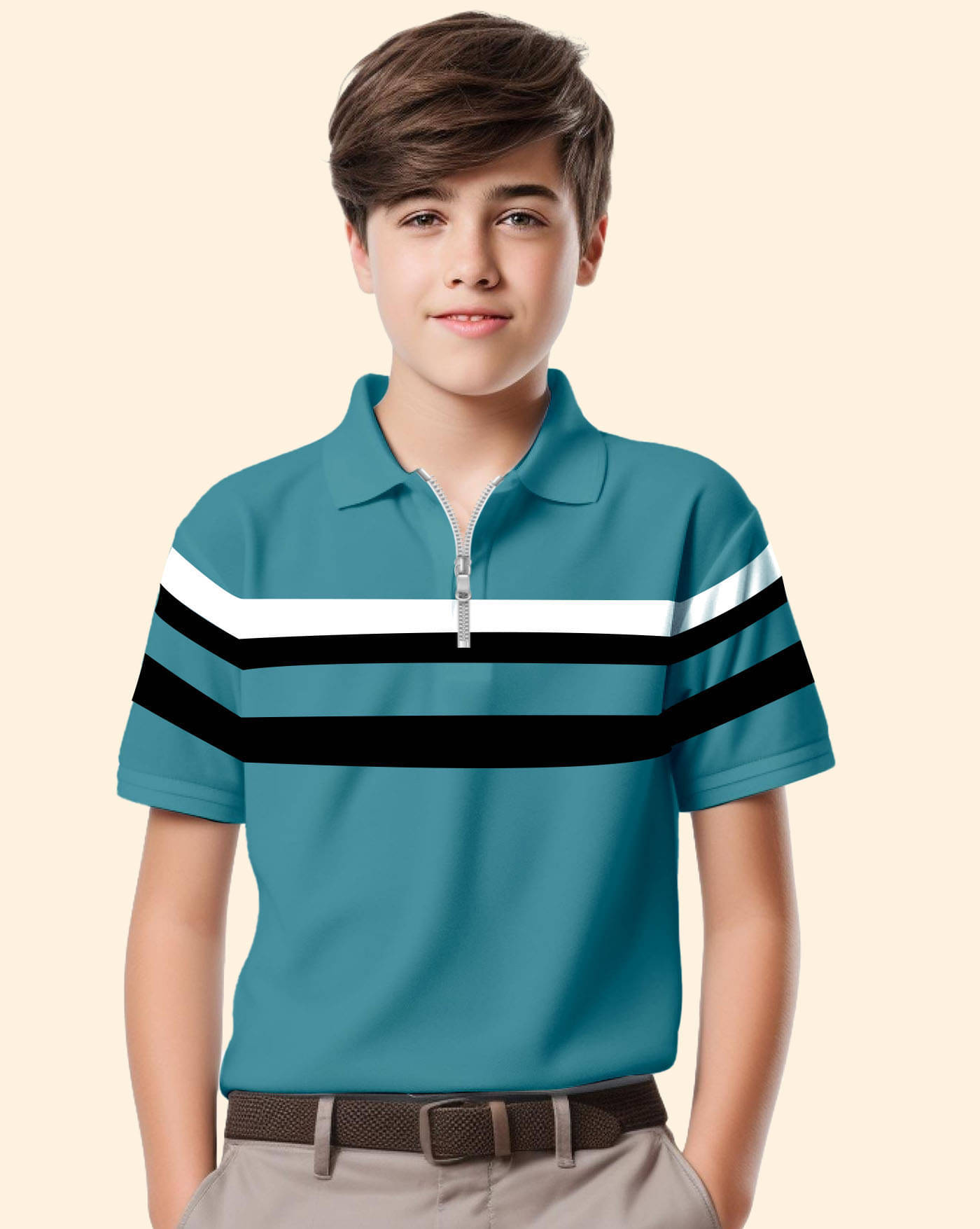     			AOOSH Pack of 1 Boys & Girls Cotton Blend Polo T-Shirt ( Teal )