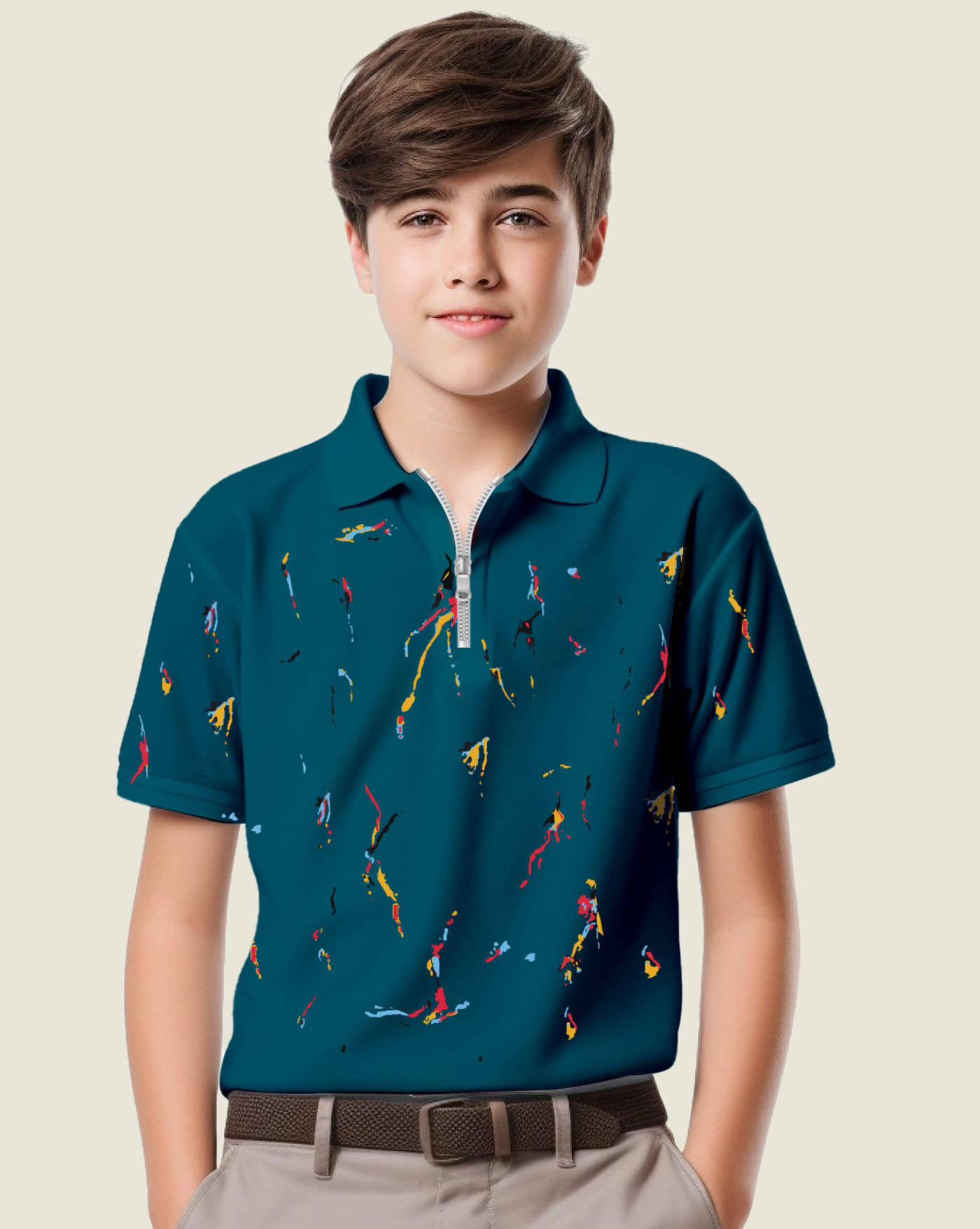     			AOOSH Pack of 1 Boys & Girls Cotton Blend Polo T-Shirt ( Teal )