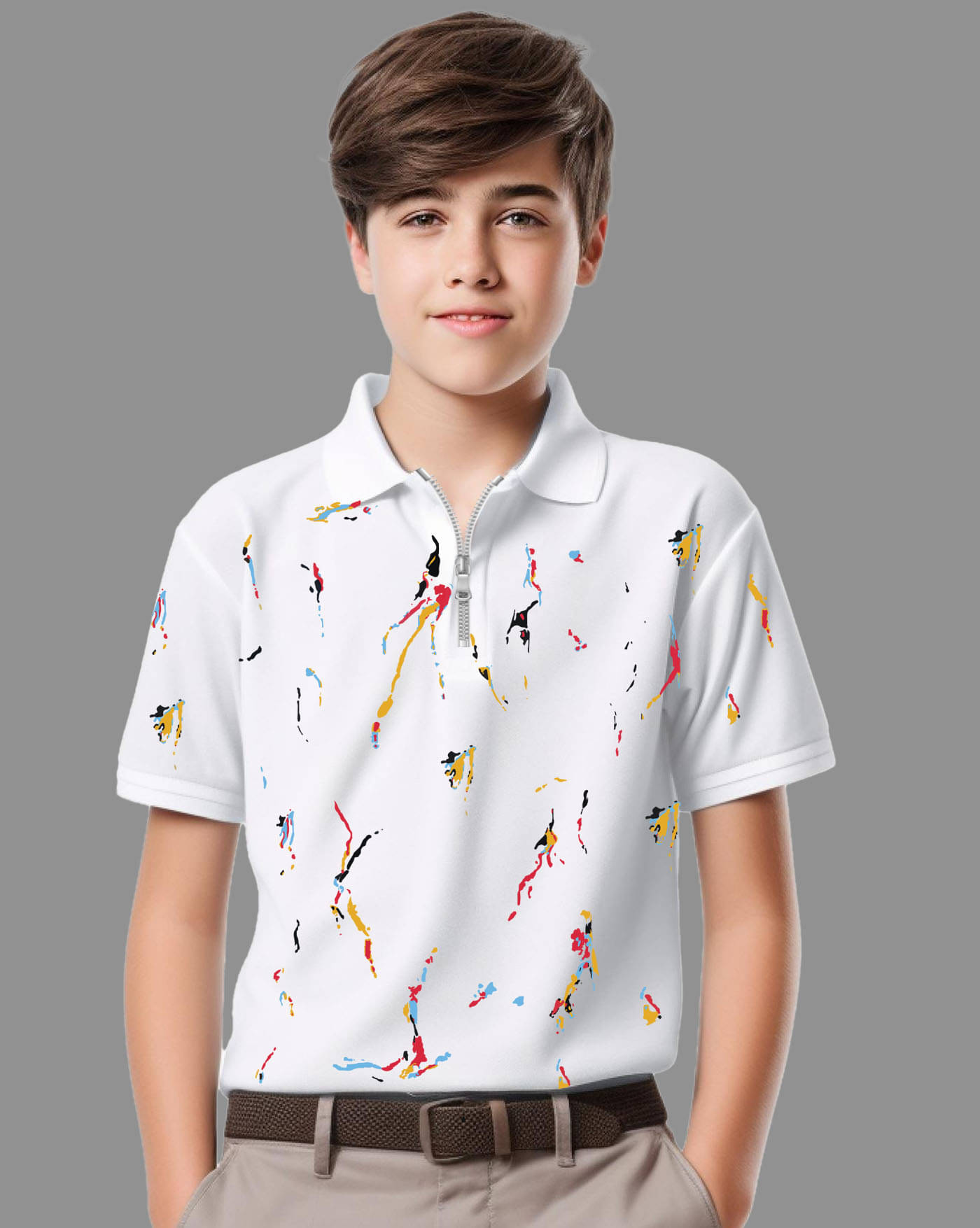     			AOOSH Pack of 1 Boys & Girls Cotton Blend Polo T-Shirt ( White )