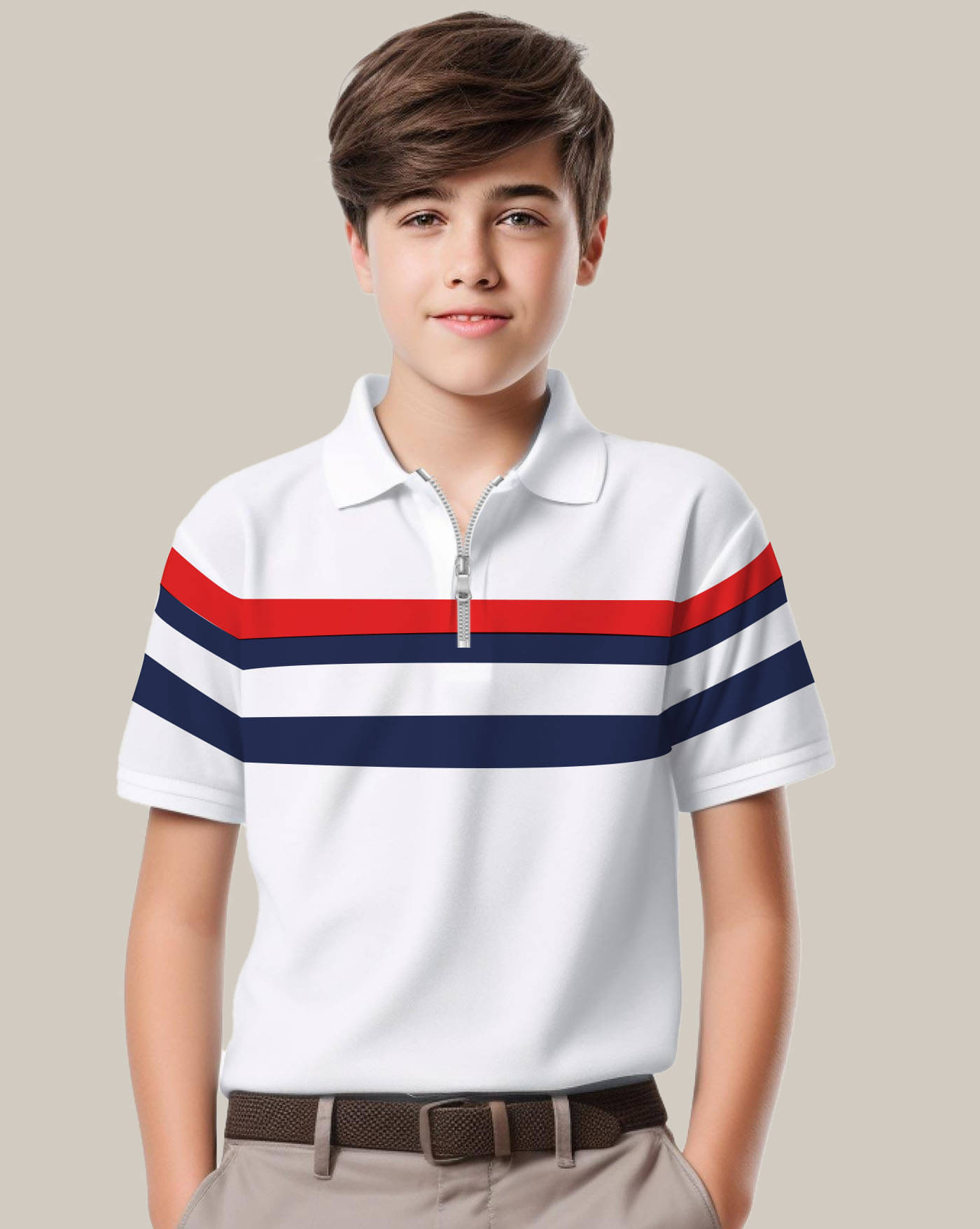     			AOOSH Pack of 1 Boys & Girls Cotton Blend Polo T-Shirt ( White )