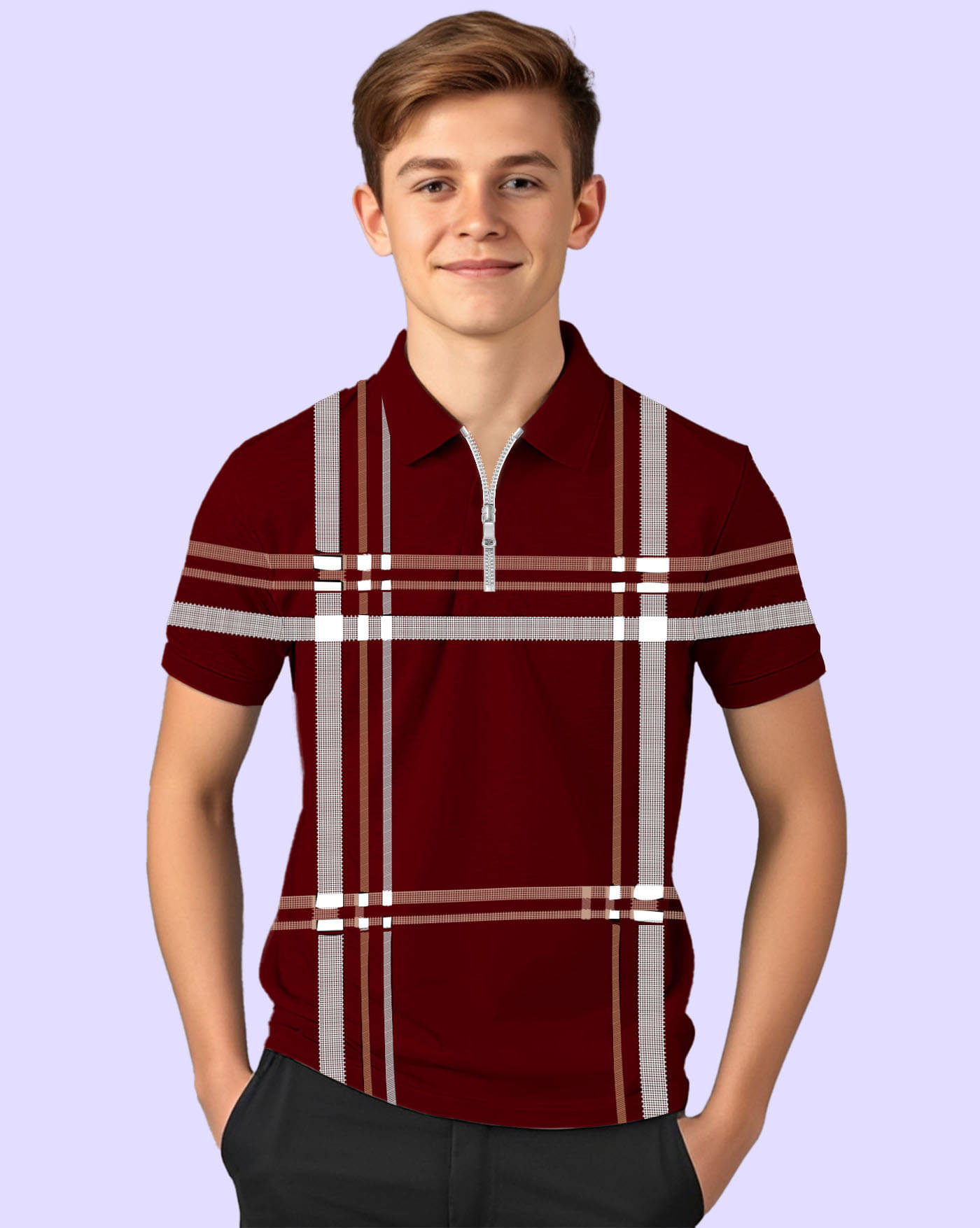     			AUSK Pack of 1 Boys & Girls Cotton Blend Polo T-Shirt ( Maroon )