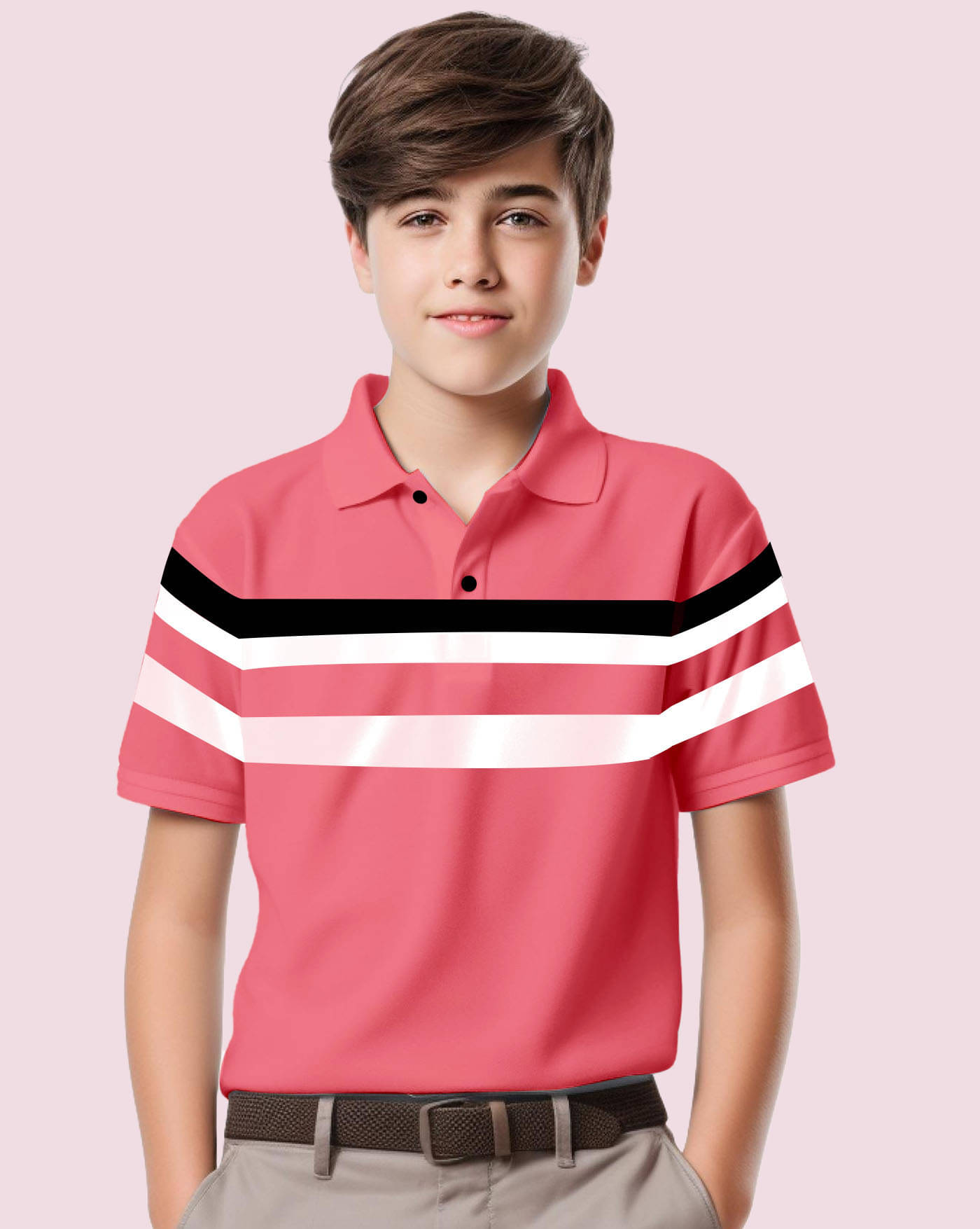     			AUSK Pack of 1 Boys & Girls Cotton Blend Polo T-Shirt ( Peach )