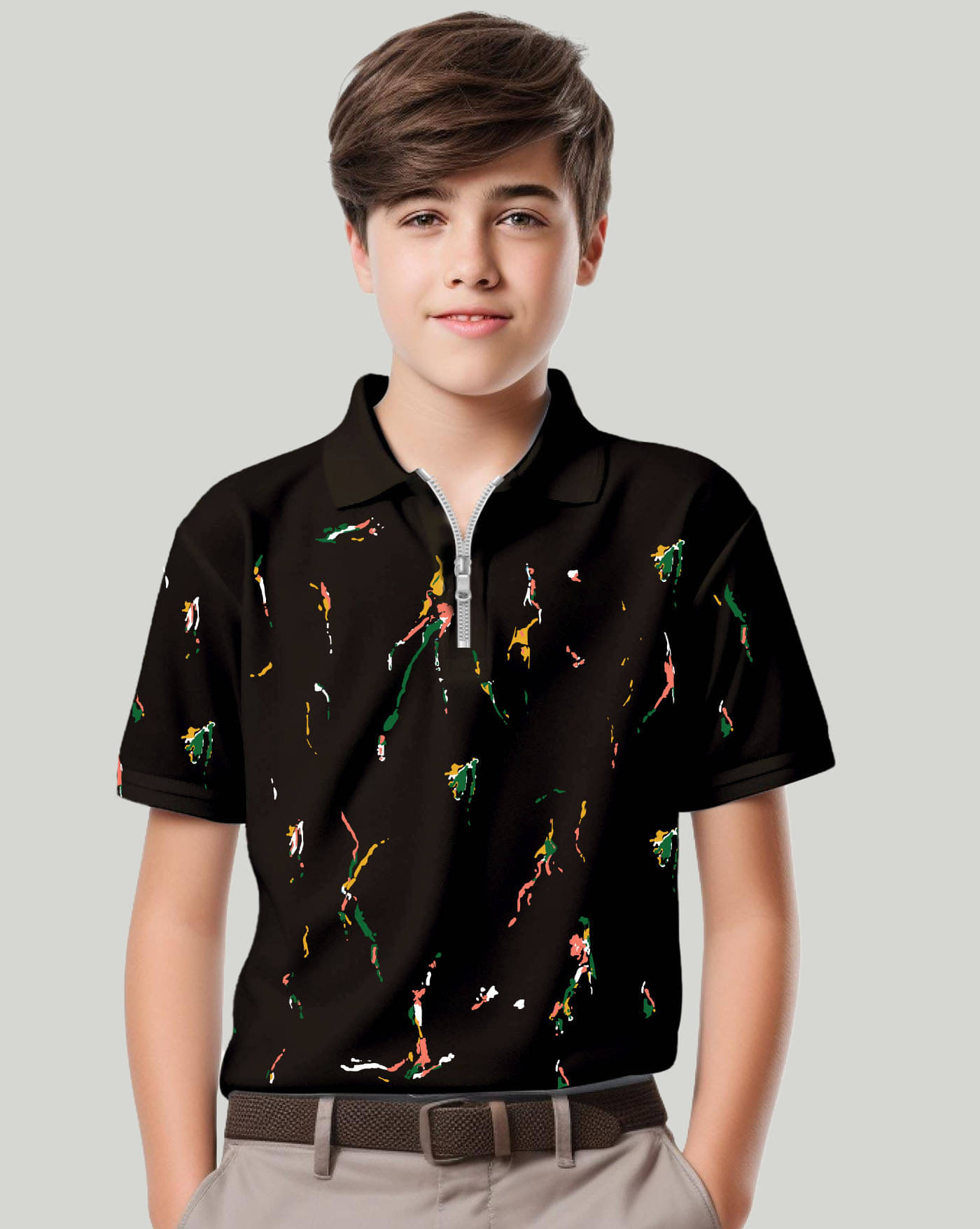     			AUSK Pack of 1 Boys & Girls Cotton Blend Polo T-Shirt ( Black )