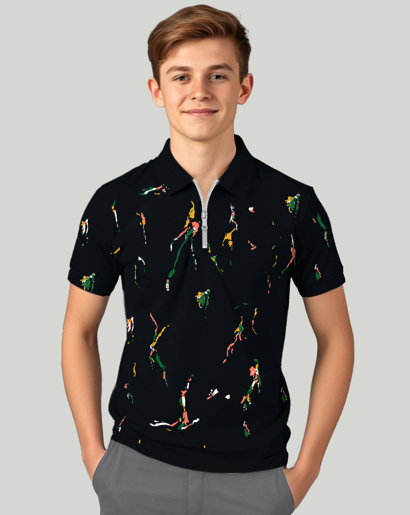     			AUSK Pack of 1 Boys & Girls Cotton Blend Polo T-Shirt ( Black )
