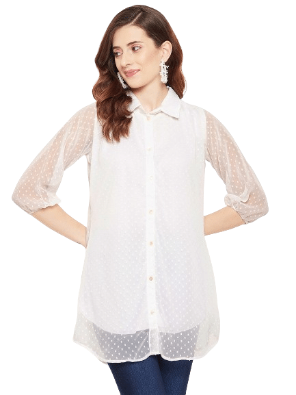 Bitterlime Women's Georgette Tunic ( White ) Bitterlime Women's Georgette Tunic ( White )