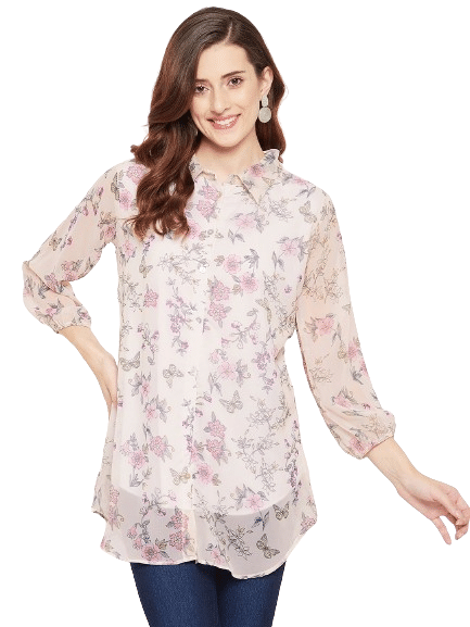     			Bitterlime Women's Georgette Tunic ( Off White )
