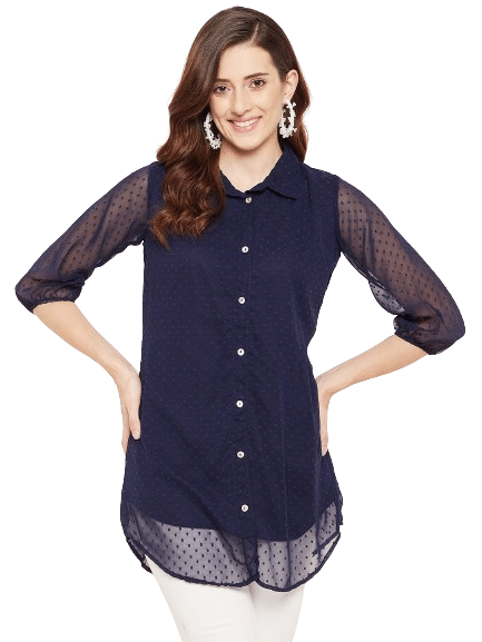     			Bitterlime Women's Georgette Tunic ( Navy Blue )