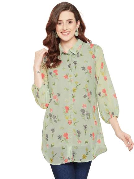     			Bitterlime Women's Georgette Tunic ( Mint Green )