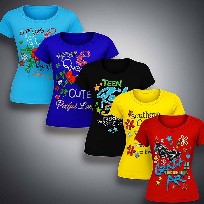     			CUTE TREND Pack of 5 Girls Cotton T-Shirt ( Multicolor 5 )