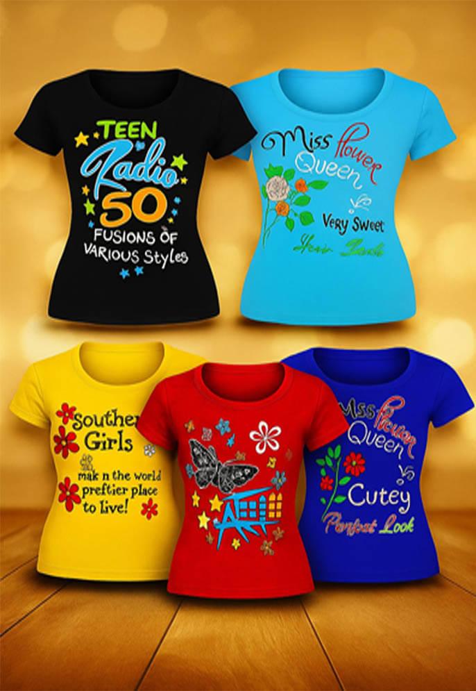     			CUTE TREND Pack of 5 Girls Cotton T-Shirt ( Multicolor 5 )