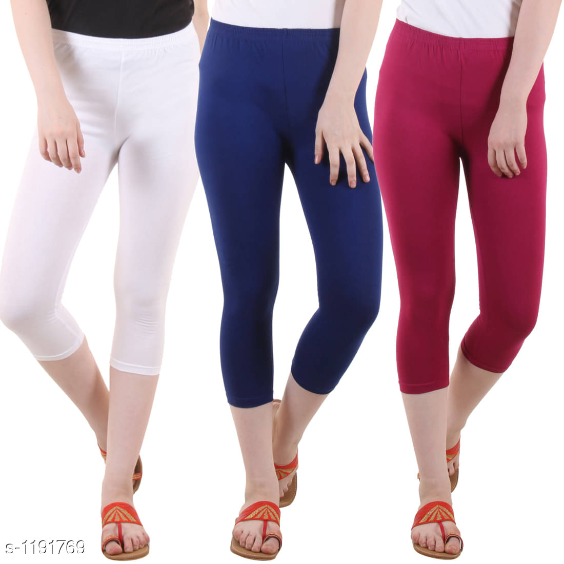     			Diaz Cotton Capris - Multi Color Pack of 3