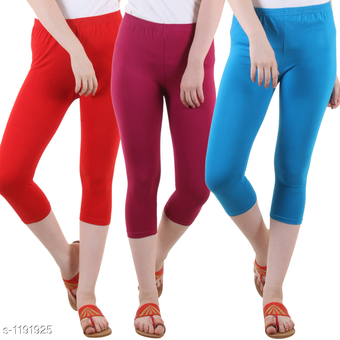     			Diaz Cotton Capris - Multi Color Pack of 3