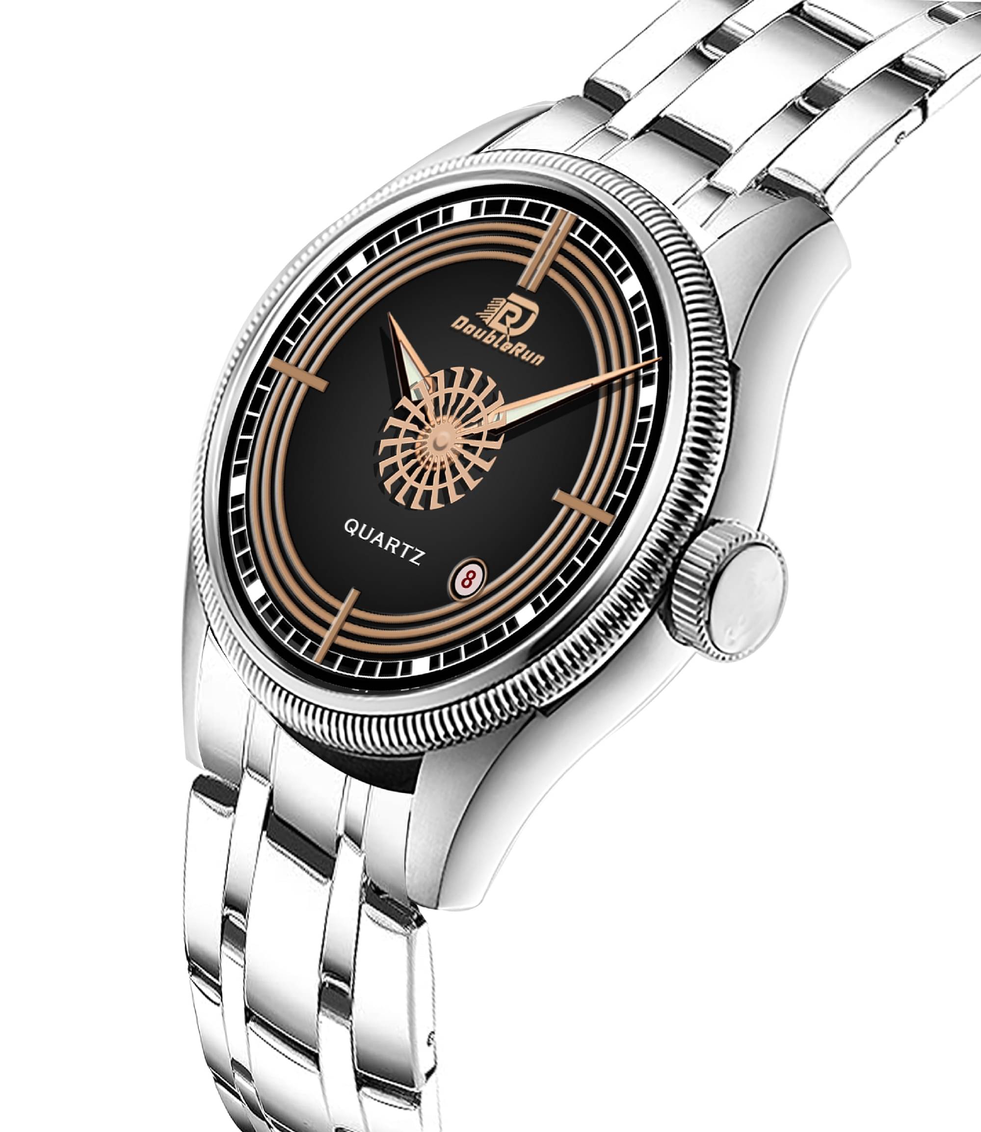     			DoubleRun Silver Metal Analog Men's Watch