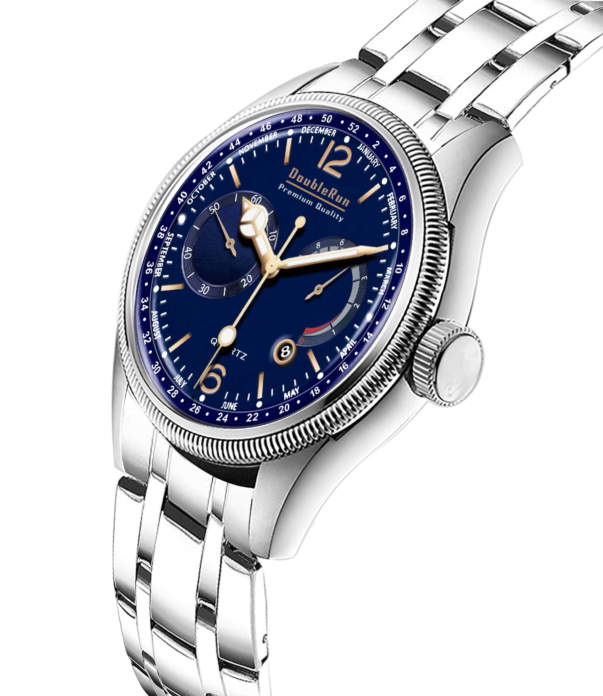     			DoubleRun Silver Metal Analog Men's Watch