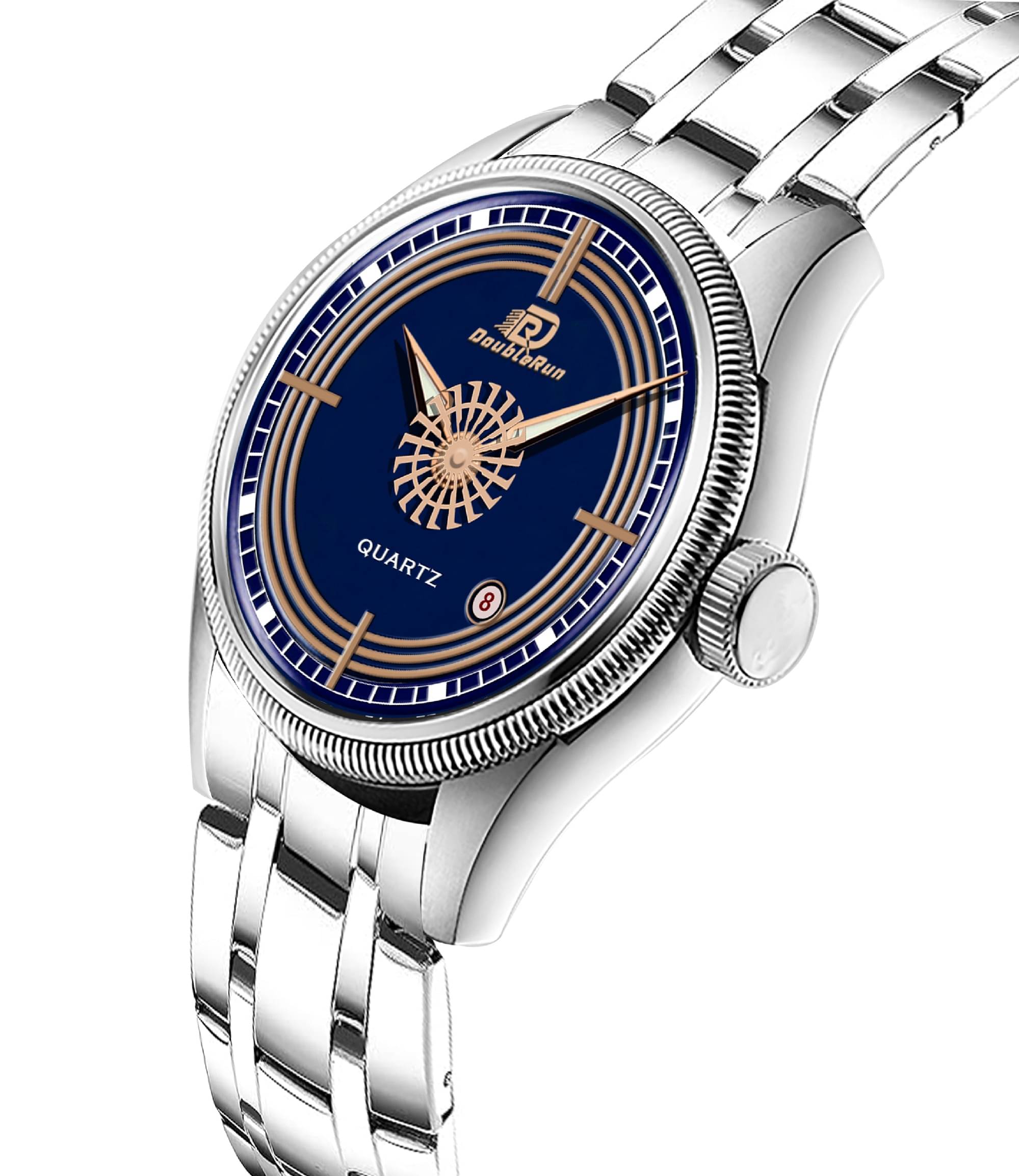     			DoubleRun Silver Metal Analog Men's Watch