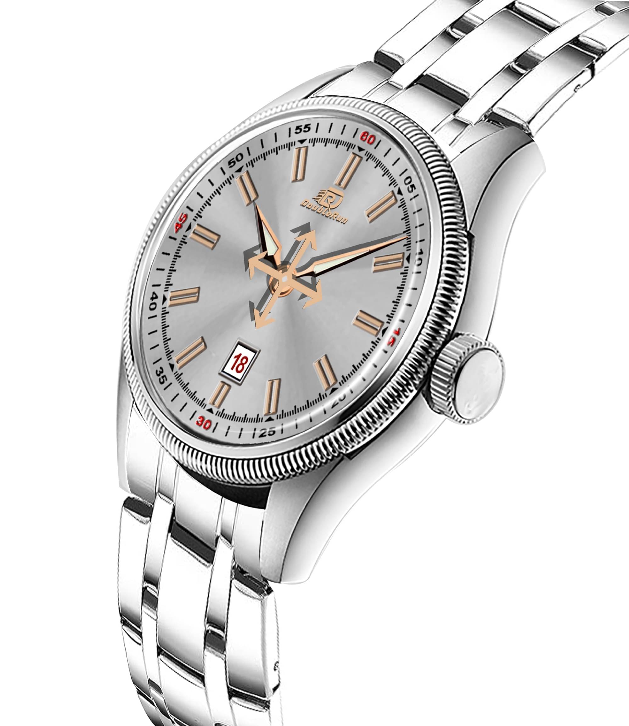     			DoubleRun Silver Metal Analog Men's Watch