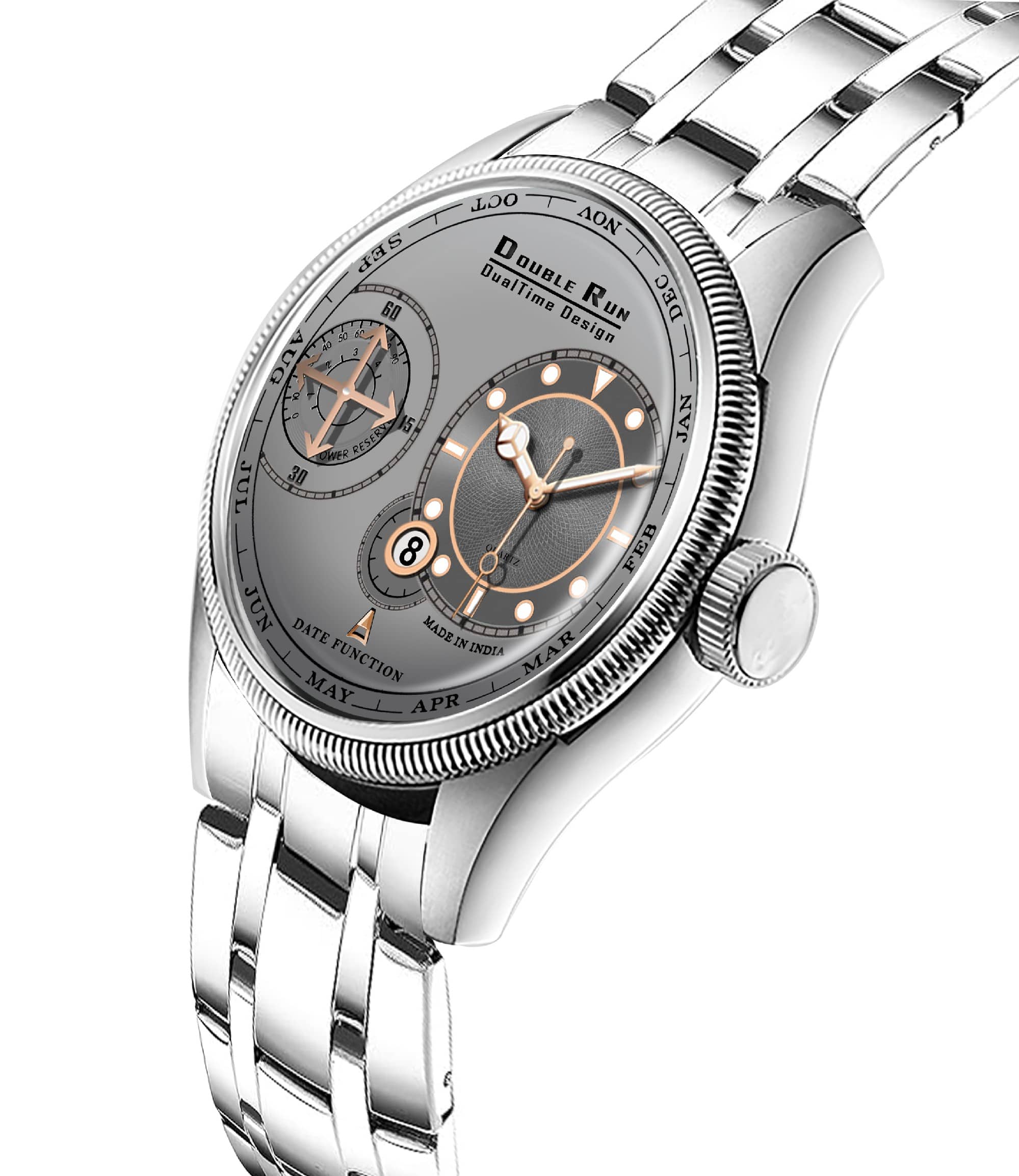 DoubleRun Silver Metal Chronograph Men's Watch
