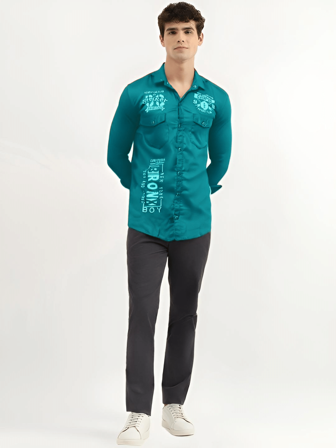 NEW-18 Cotton Blend Regular Fit Printed Full Sleeves Men's Casual Shirt - Aqua Blue ( Pack of 1 ) NEW-18 Cotton Blend Regular Fit Printed Full Sleeves Men's Casual Shirt - Aqua Blue ( Pack of 1 )