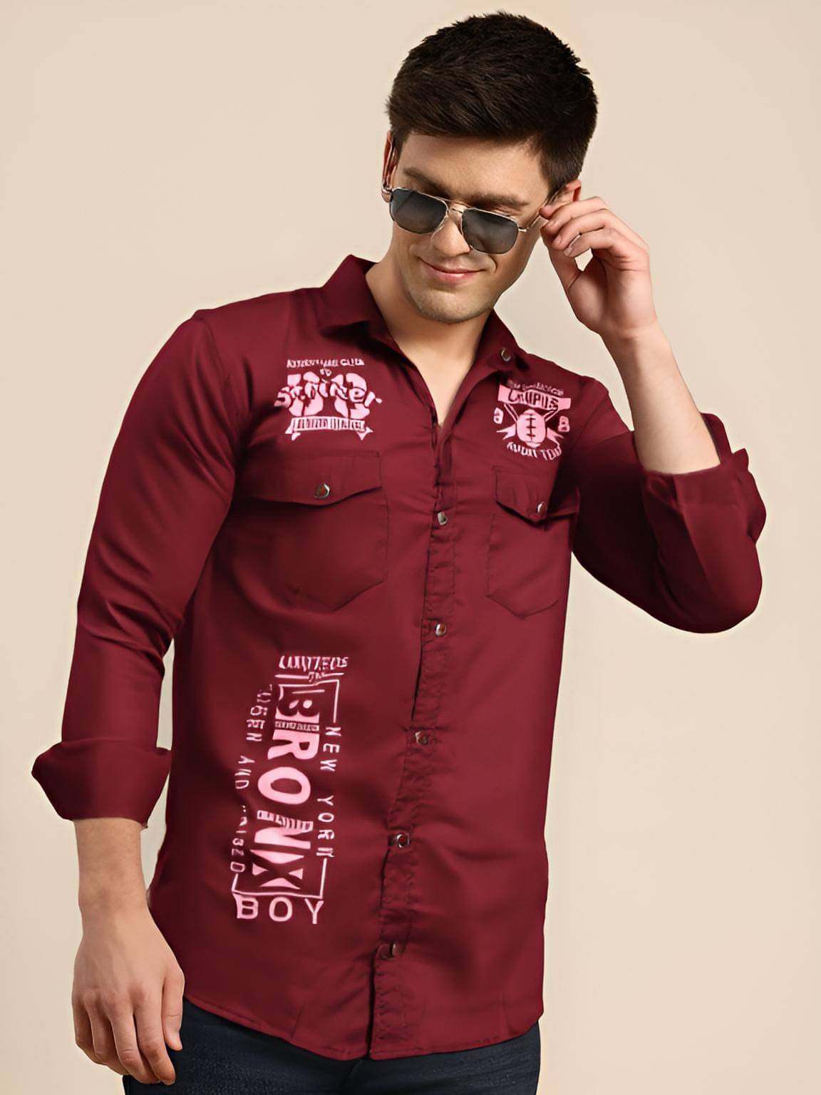 NEW-18 Cotton Blend Regular Fit Printed Full Sleeves Men's Casual Shirt - Maroon ( Pack of 1 ) NEW-18 Cotton Blend Regular Fit Printed Full Sleeves Men's Casual Shirt - Maroon ( Pack of 1 )