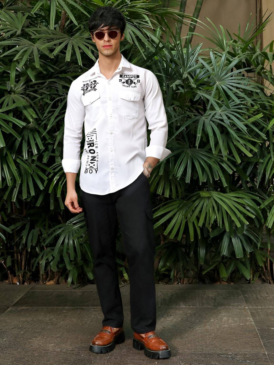 NEW-18 Cotton Blend Regular Fit Printed Full Sleeves Men's Casual Shirt - White ( Pack of 1 ) NEW-18 Cotton Blend Regular Fit Printed Full Sleeves Men's Casual Shirt - White ( Pack of 1 )