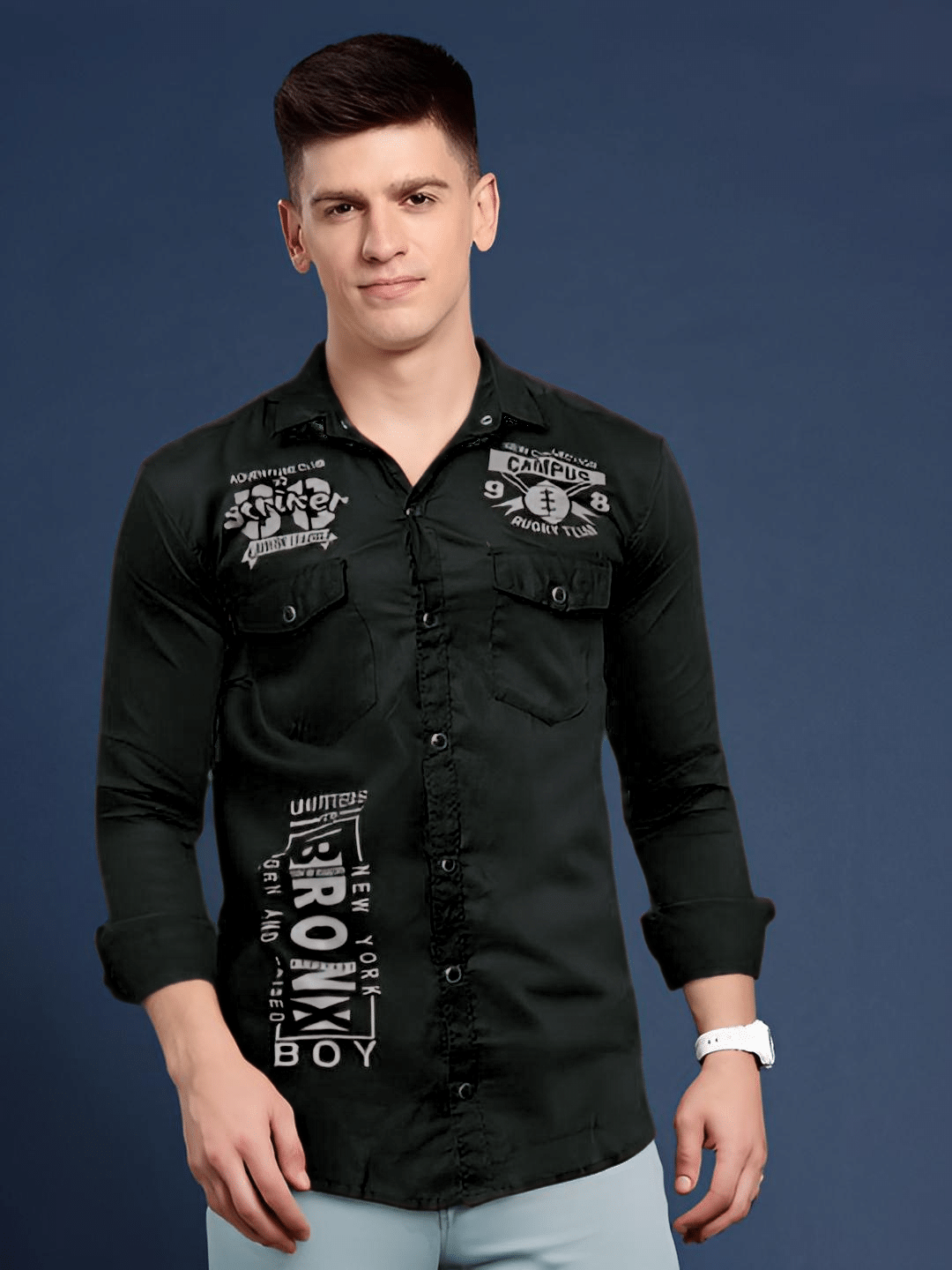 NEW-18 Cotton Blend Regular Fit Printed Full Sleeves Men's Casual Shirt - Black ( Pack of 1 ) NEW-18 Cotton Blend Regular Fit Printed Full Sleeves Men's Casual Shirt - Black ( Pack of 1 )