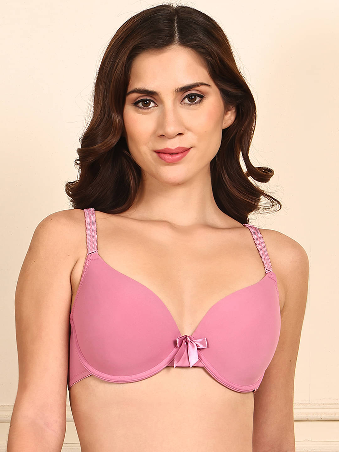     			PrettyCat Pack of 1 Polyester Lightly Padded Plunge Bra For Women ( Pink )