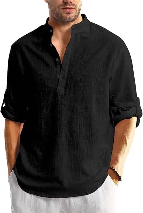     			Yugnik Black Cotton Men's Shirt Style Kurta ( Pack of 1 )