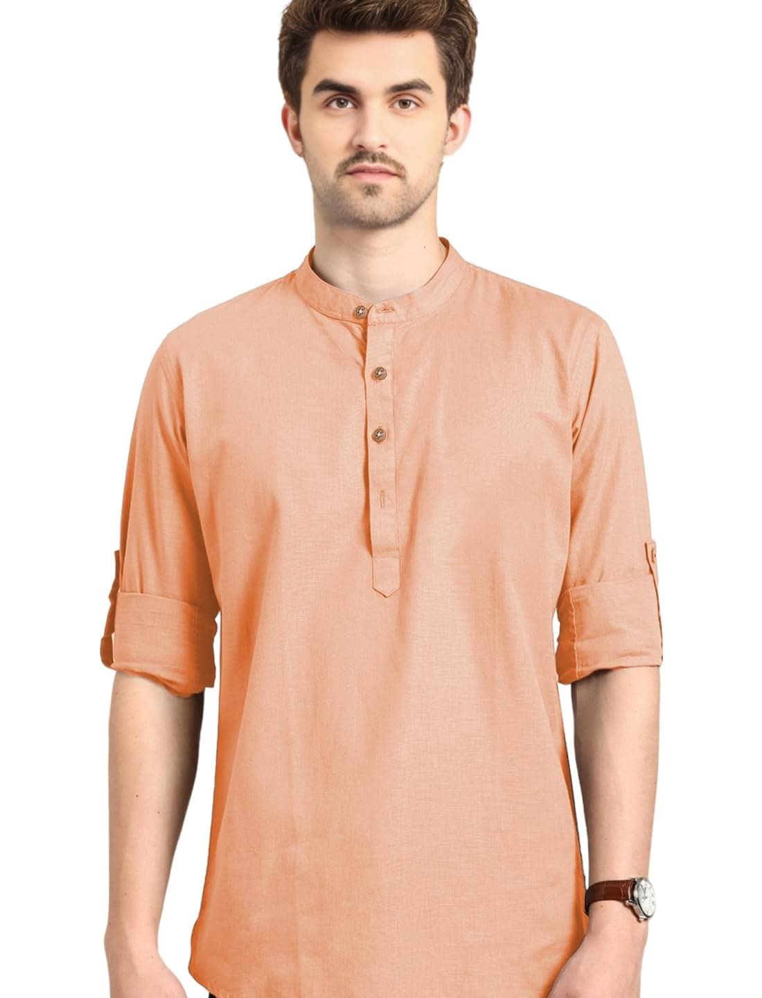     			Yugnik Orange Cotton Men's Shirt Style Kurta ( Pack of 1 )