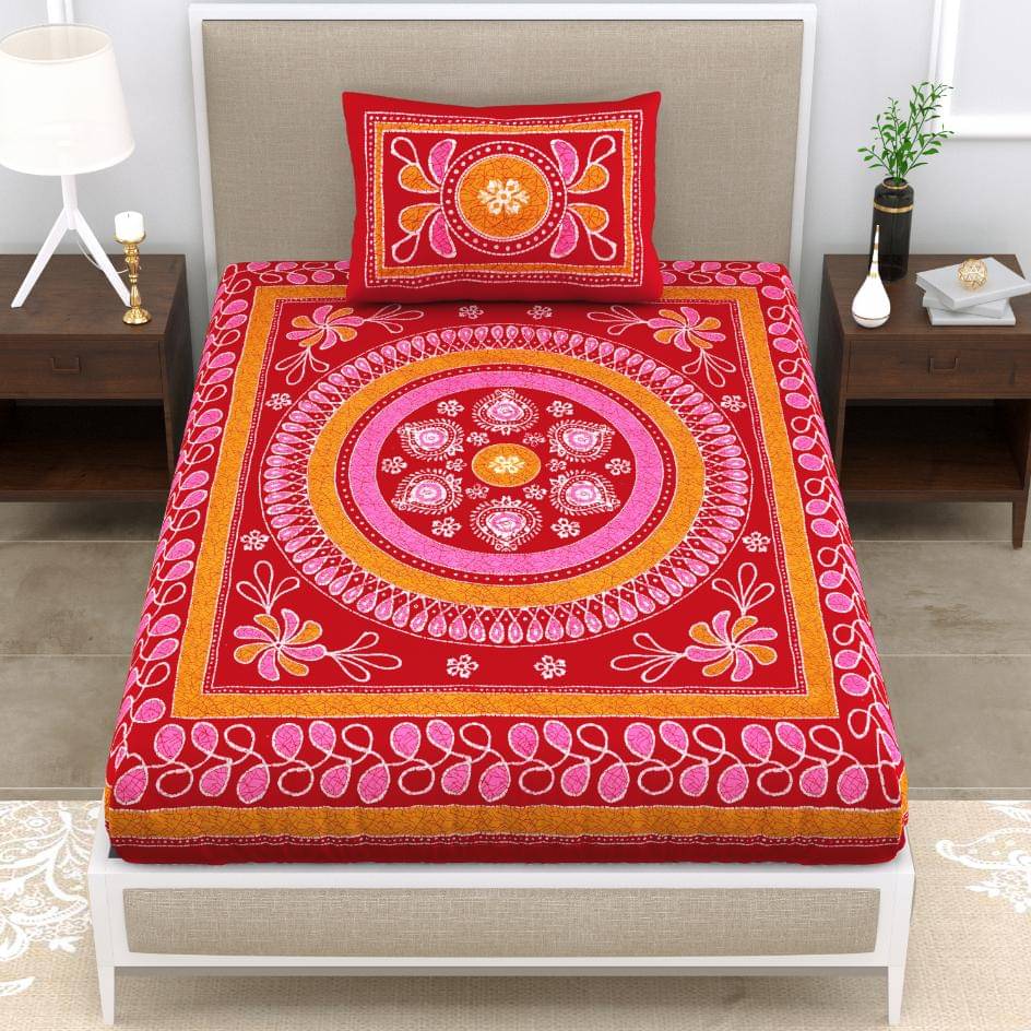 ABHACLOTHO Cotton 1 Single Bedsheet with 1 Pillow Cover ( Pink ) ABHACLOTHO Cotton 1 Single Bedsheet with 1 Pillow Cover ( Pink )