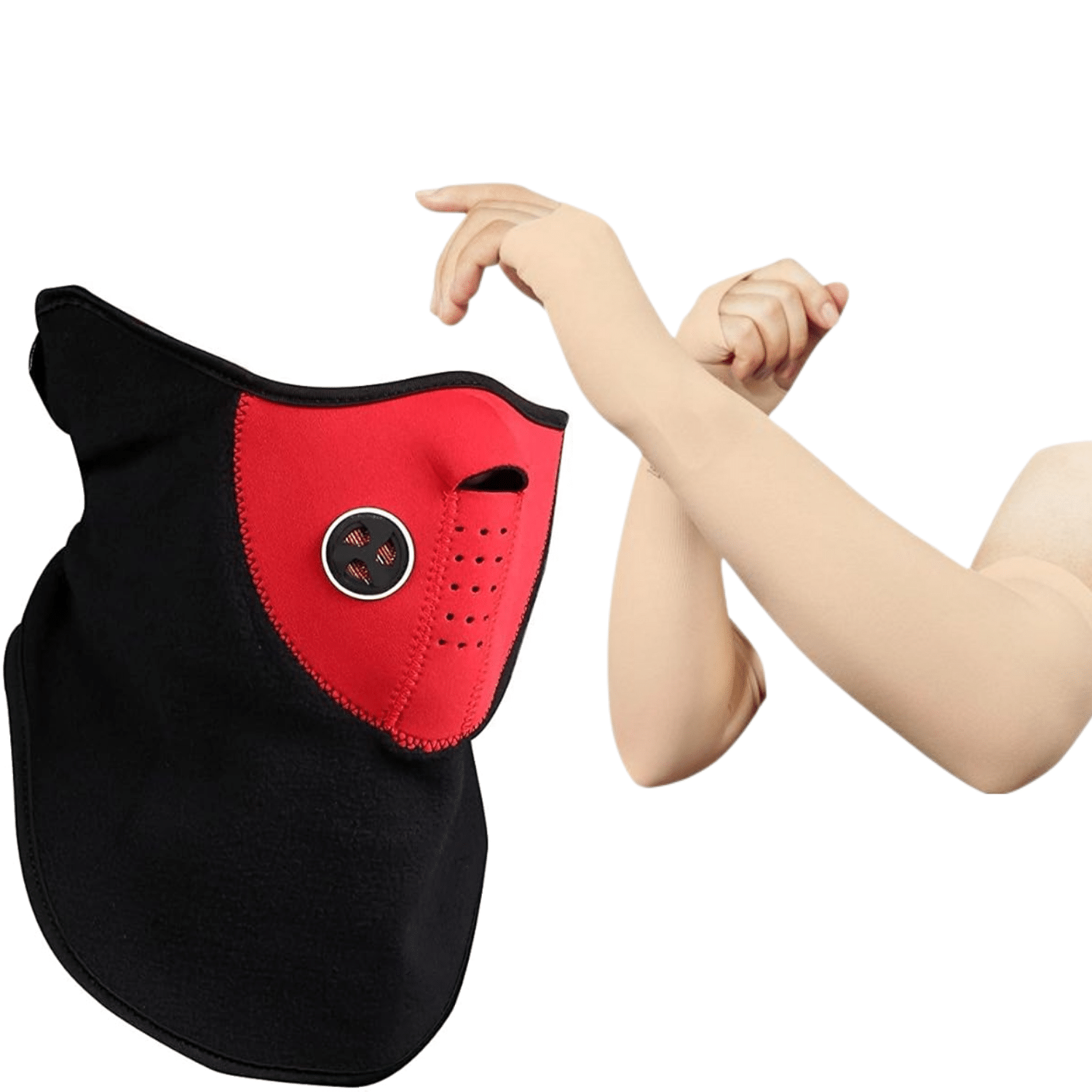     			AKSMIT Red Solid Riding Sleeves ( Set of 2 )