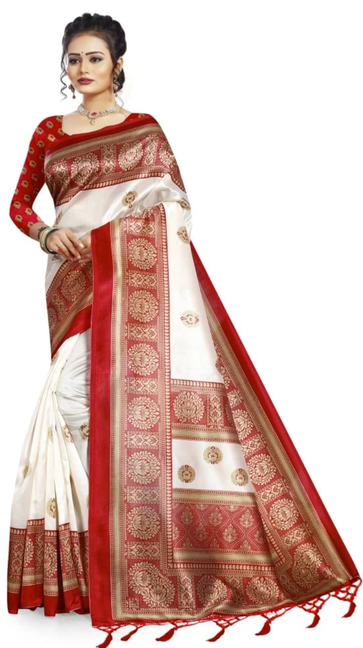ANNAPURNA CREATION Art Silk Printed Saree With Unstitched Blouse Piece ( Red ) ANNAPURNA CREATION Art Silk Printed Saree With Unstitched Blouse Piece ( Red )