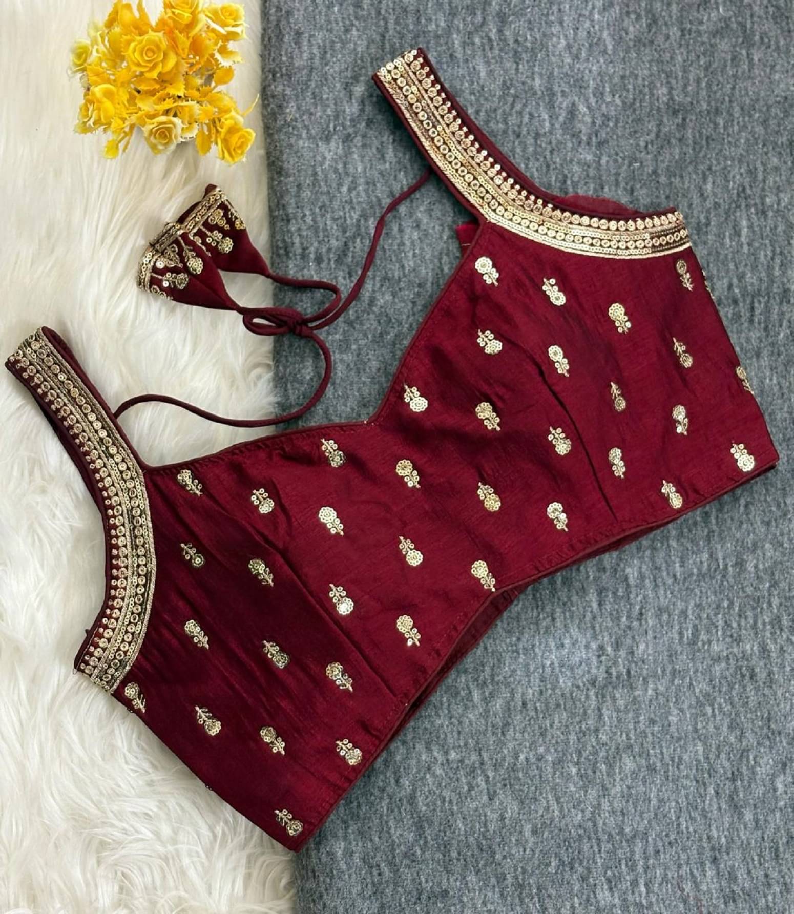 ARZ Maroon Readymade with Pad Silk Women's Blouse ( Pack of 1 ) ARZ Maroon Readymade with Pad Silk Women's Blouse ( Pack of 1 )
