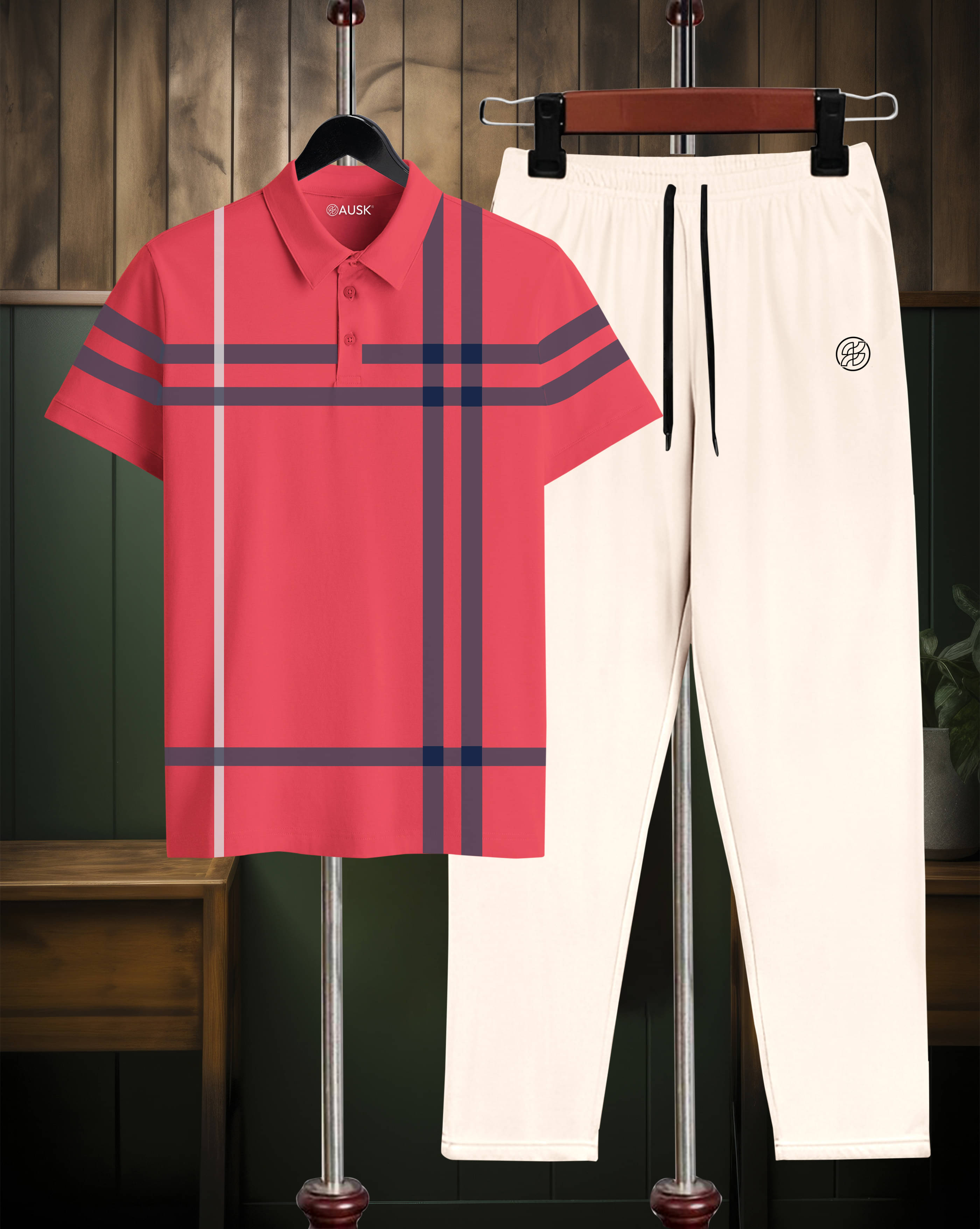     			AUSK Men's T-shirt With Trousers Co-Ords Set ( Pack of 1 , Pink )