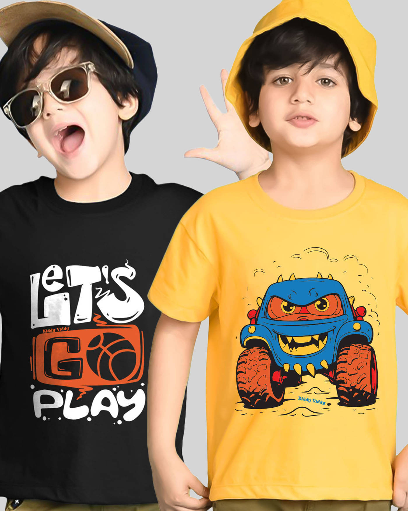     			AUSK Pack of 2 Boys Cotton Blend T-Shirt ( Yellow )