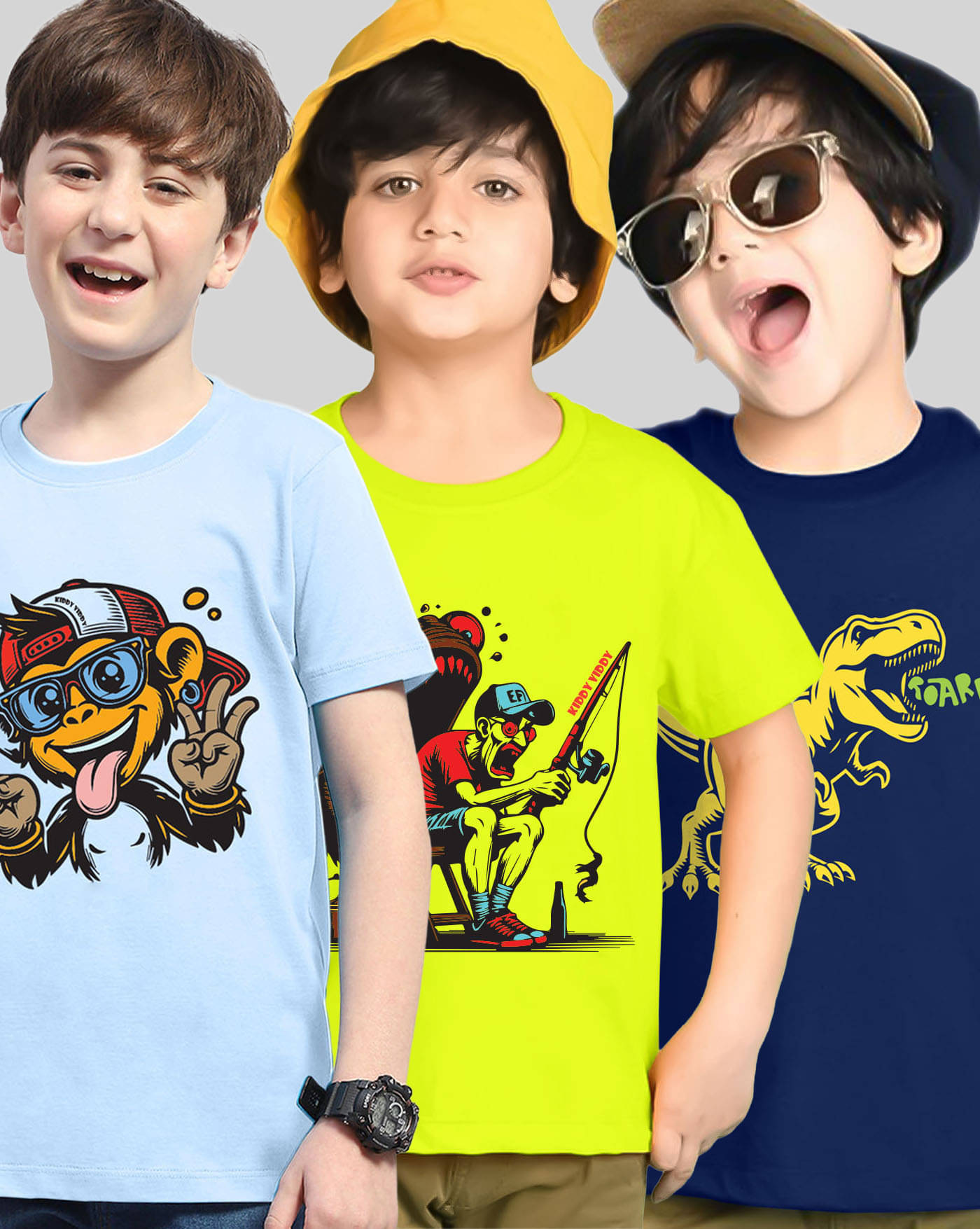     			AUSK Pack of 3 Boys Cotton Blend T-Shirt ( Sky Blue )