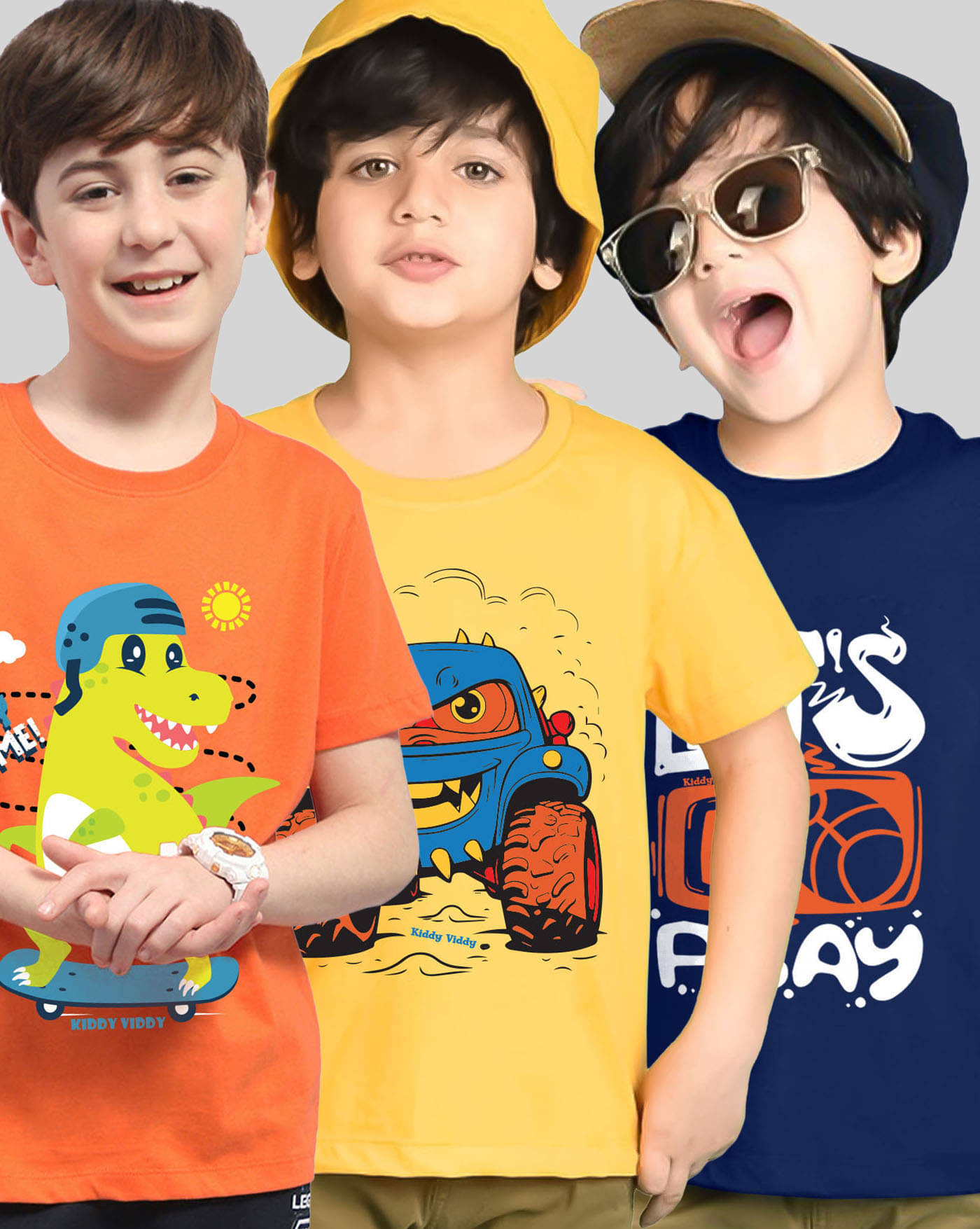     			AUSK Pack of 3 Boys Cotton Blend T-Shirt ( Navy Blue )
